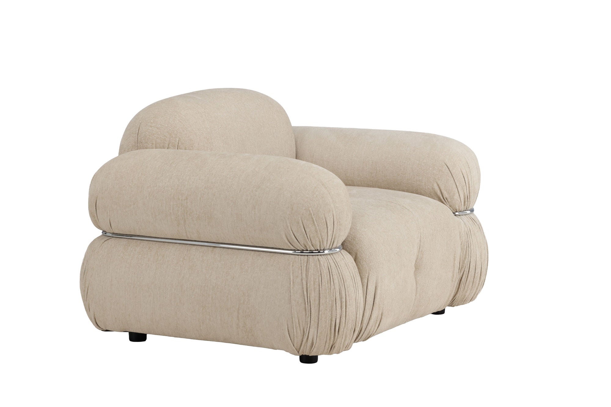 Venture Home Mika 1-Seat Sofa - Silver Frame / Beige