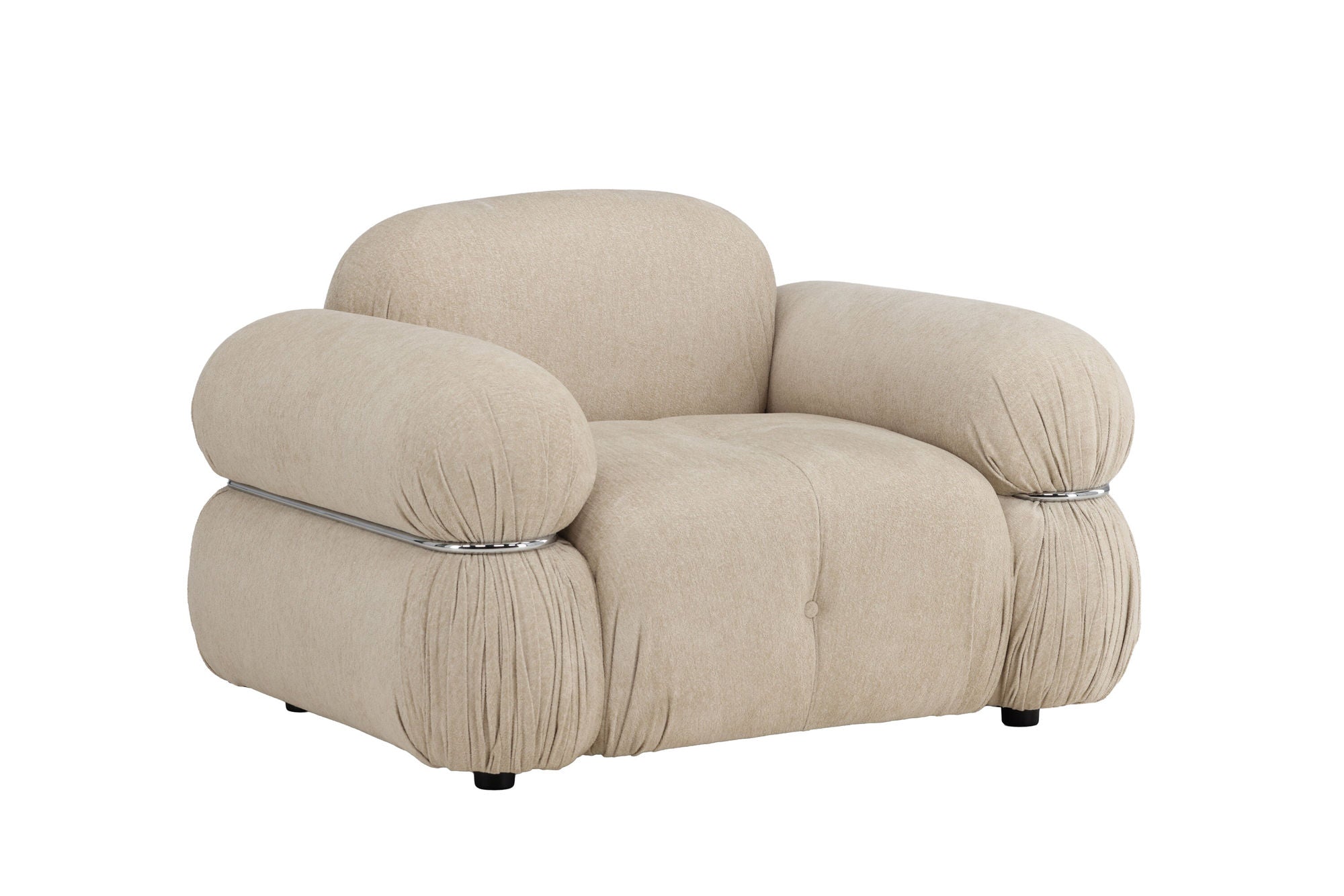 Venture Home Mika 1-Seat Sofa - Silver Frame / Beige