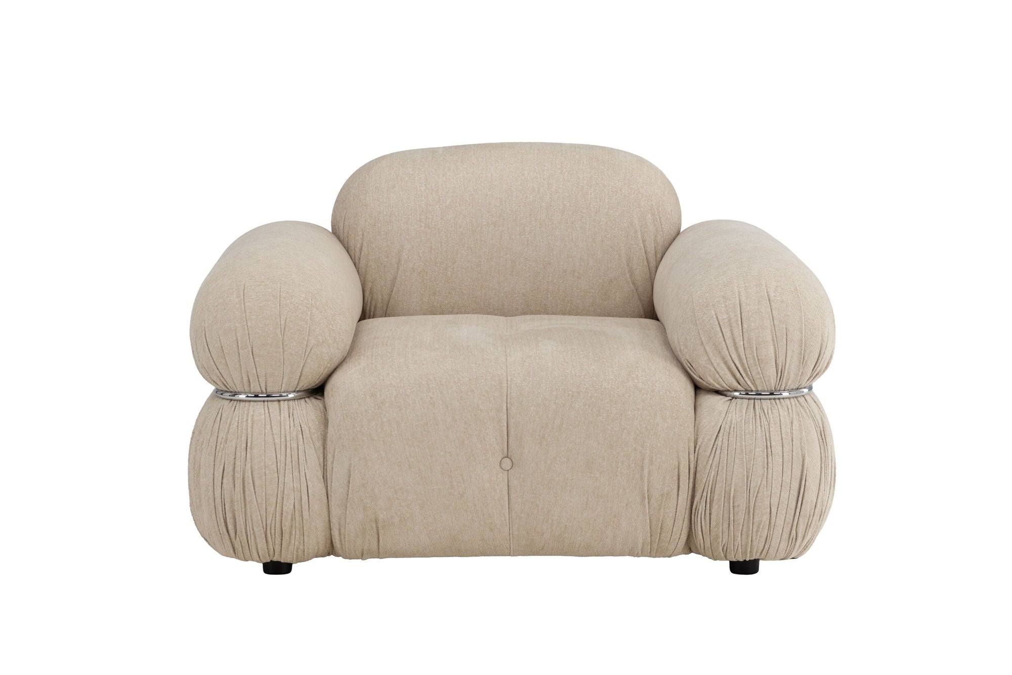 Venture Home Mika 1-Seat Sofa - Silver Frame / Beige