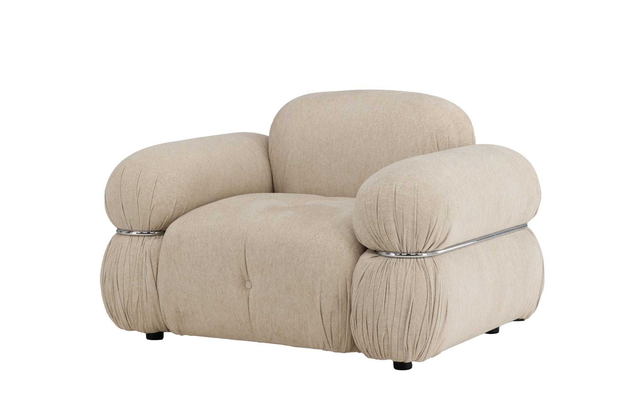 Venture Home Mika 1-Seat Sofa - Silver Frame / Beige