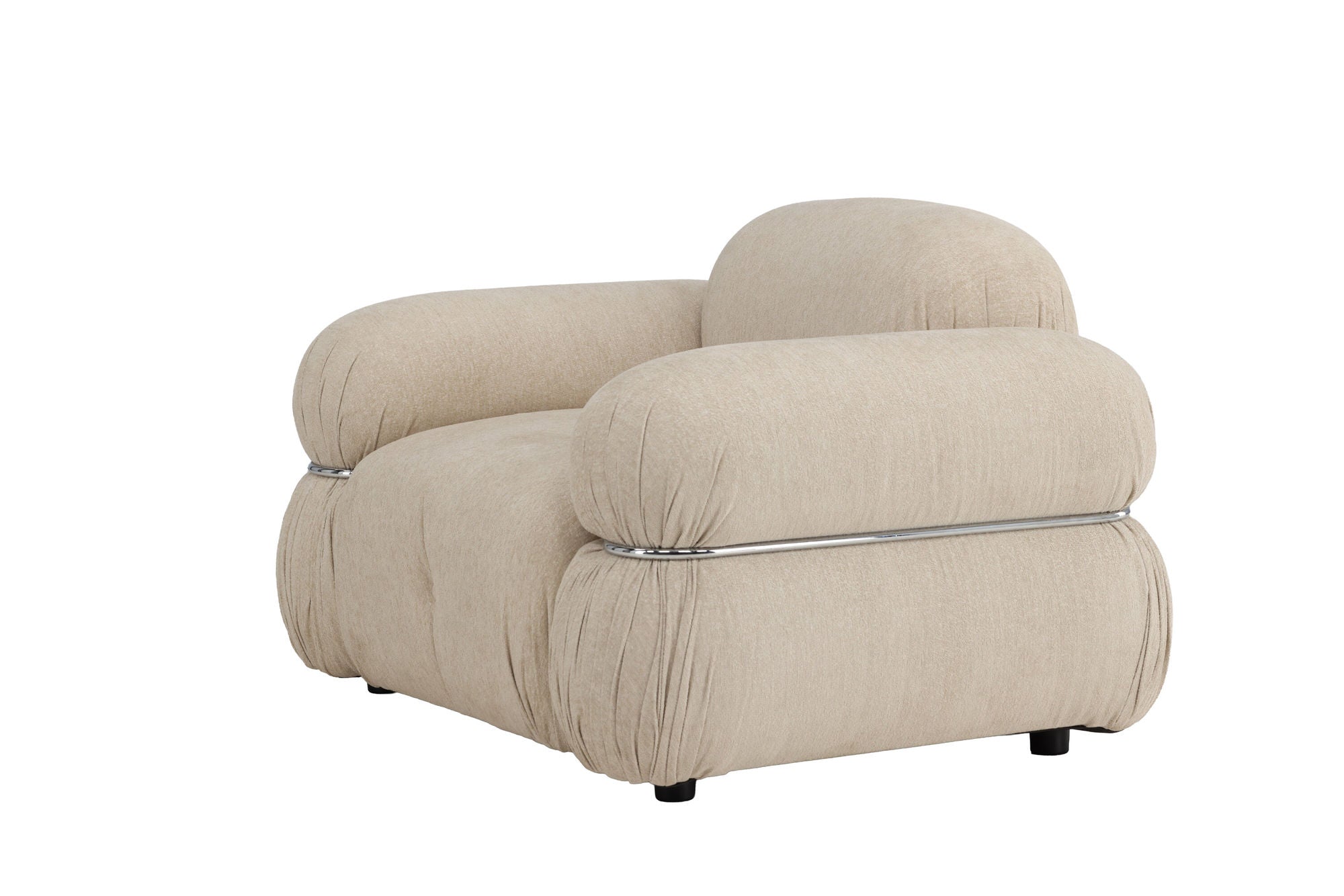 Venture Home Mika 1-Seat Sofa - Silver Frame / Beige