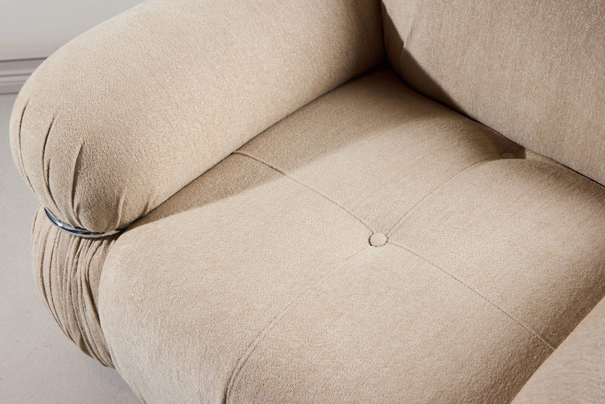 Venture Home Mika 1-Seat Sofa - Silver Frame / Beige