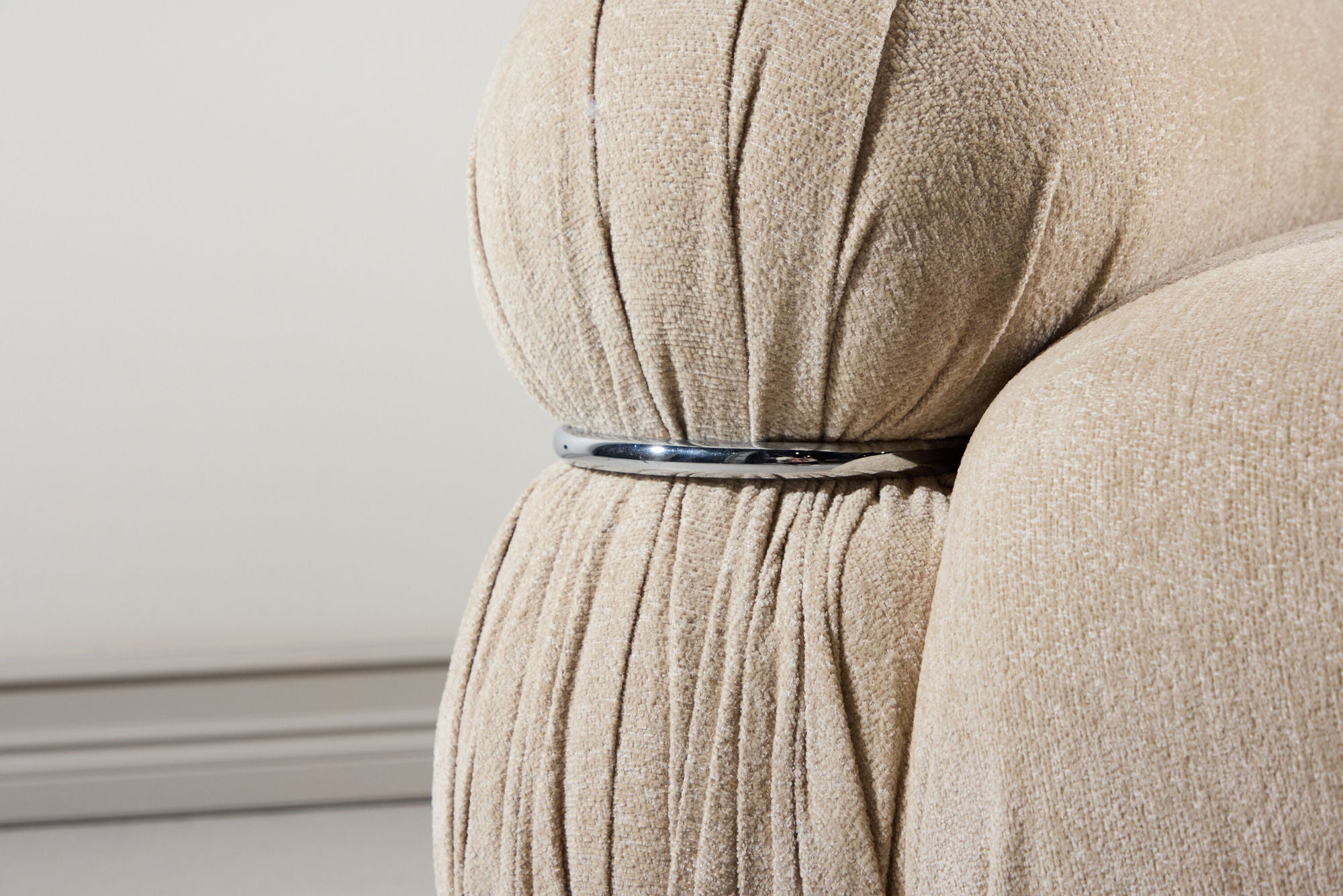 Venture Home Mika 1-Seat Sofa - Silver Frame / Beige
