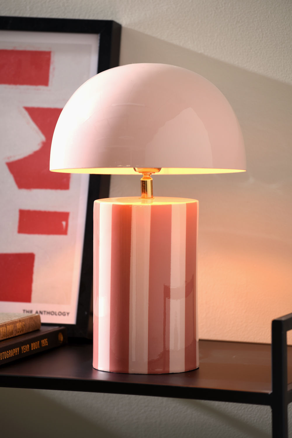 LEITMOTIV Table lamp Rayado rose tan w. soft pink