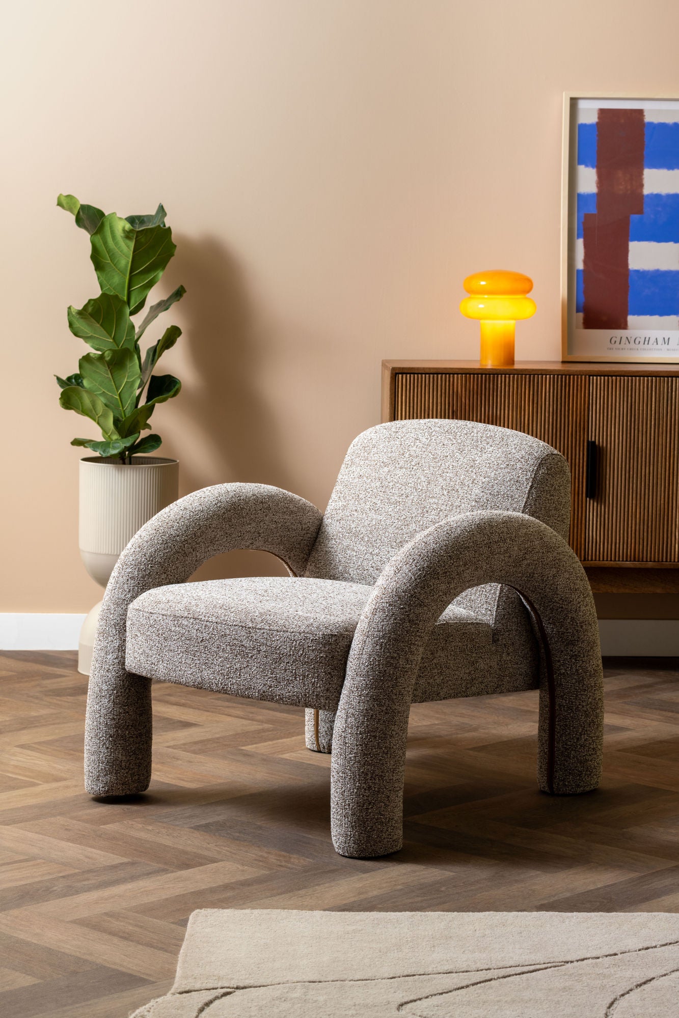 LEITMOTIV Table lamp Incesante double ring ochre yellow