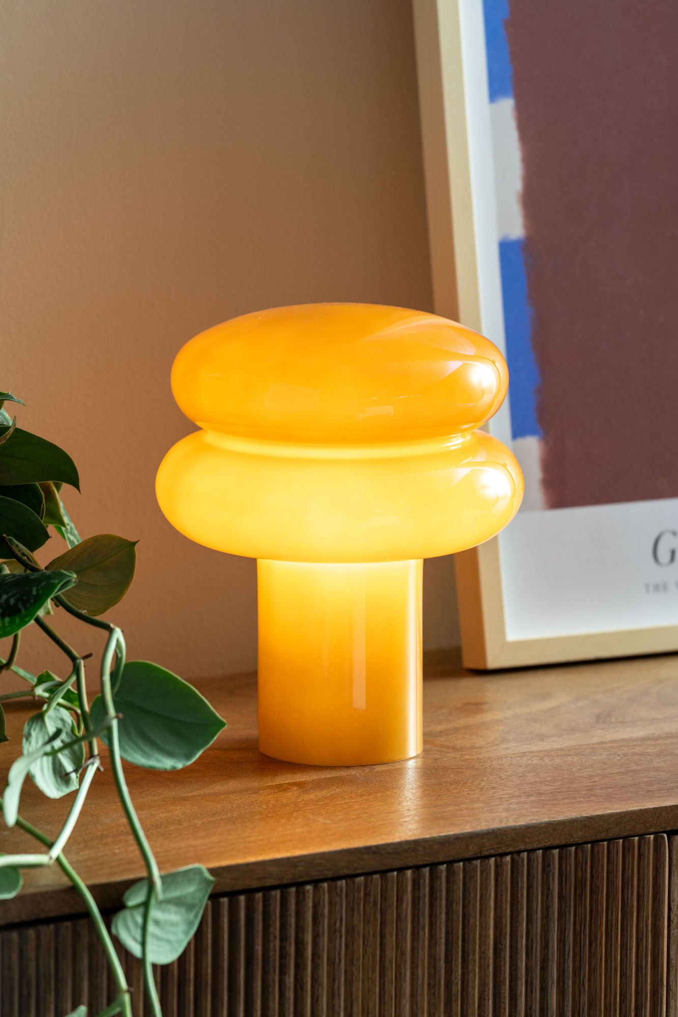 LEITMOTIV Table lamp Incesante double ring ochre yellow