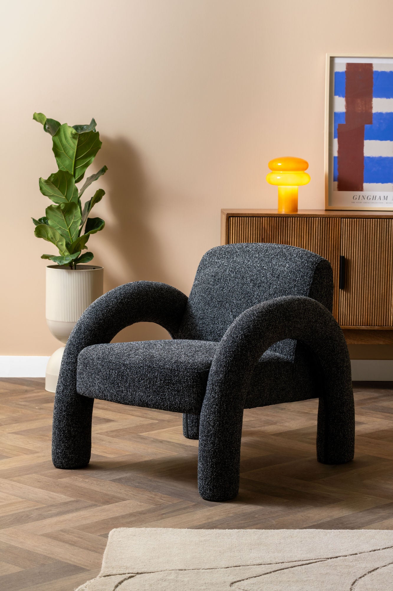 LEITMOTIV Table lamp Incesante double ring ochre yellow