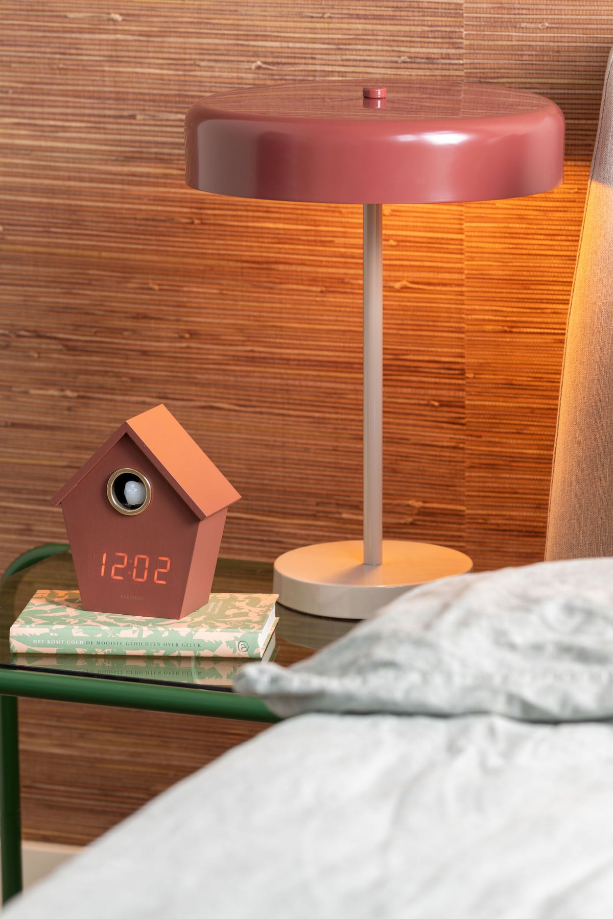 Bordlampe Reina Palo burgundy red w. warm grey