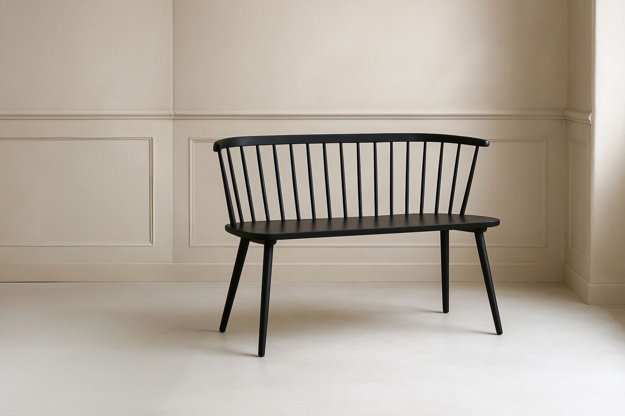 Venture Home Bobby Dining Sofa - Black / Black Solid Rubber Wood