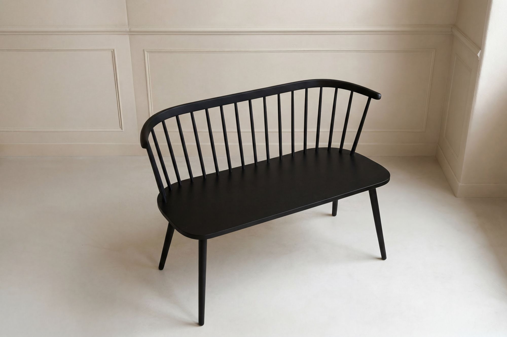 Venture Home Bobby Dining Sofa - Black / Black Solid Rubber Wood