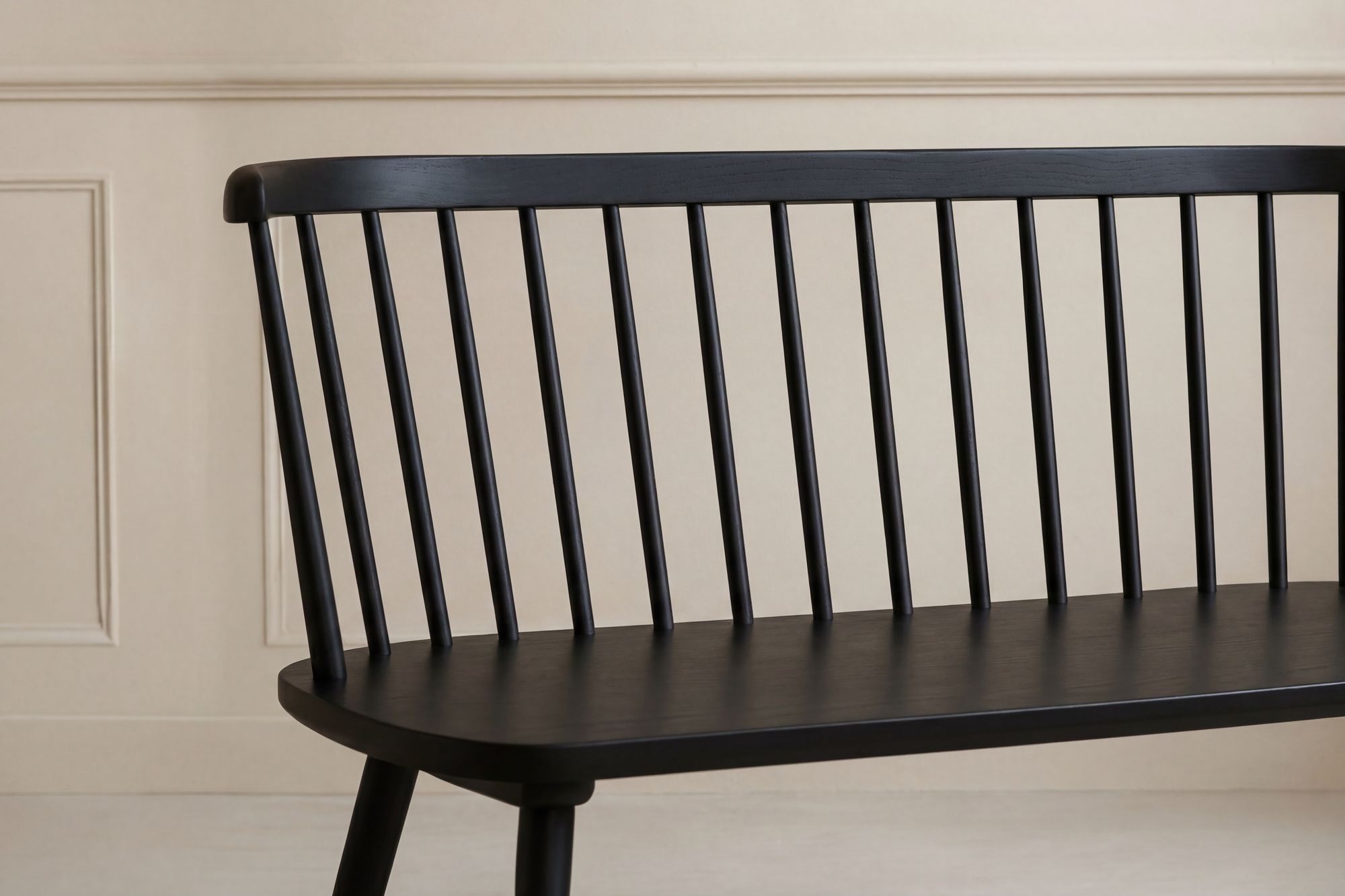 Venture Home Bobby Dining Sofa - Black / Black Solid Rubber Wood
