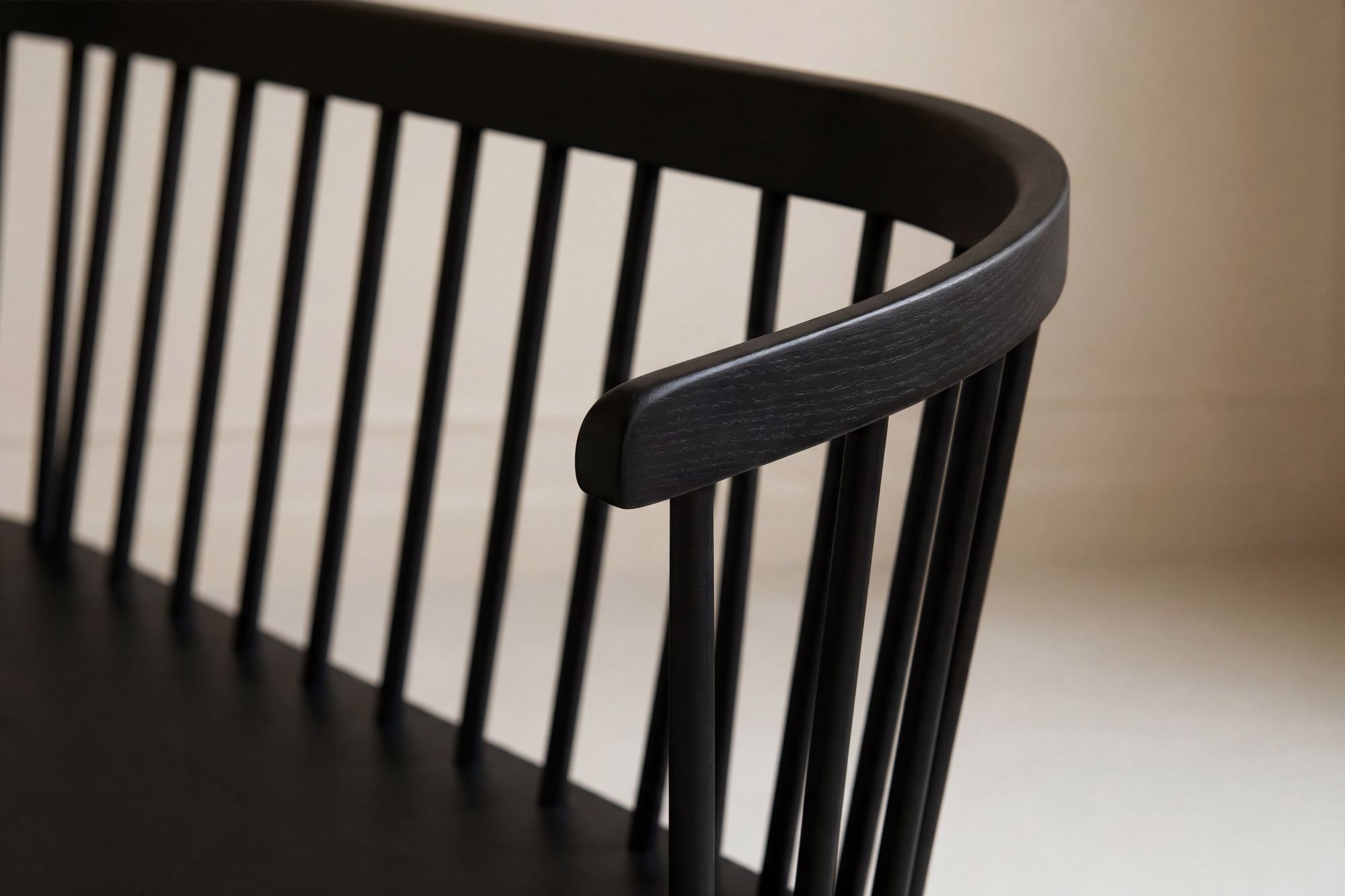 Venture Home Bobby Dining Sofa - Black / Black Solid Rubber Wood