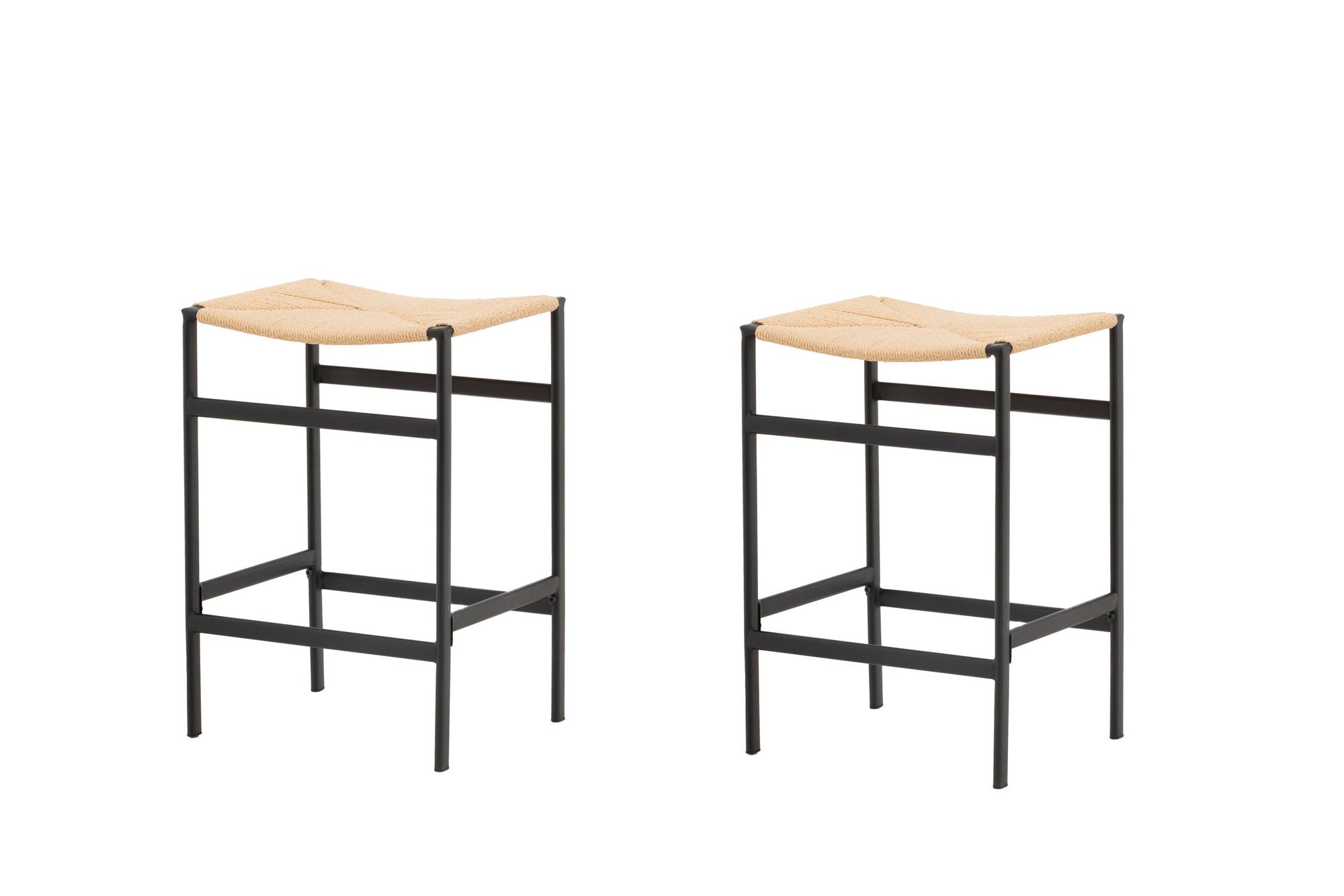 Venture Home Polly Bar stol 2-pack - Black / Nature Rubberwood , Seat Rope