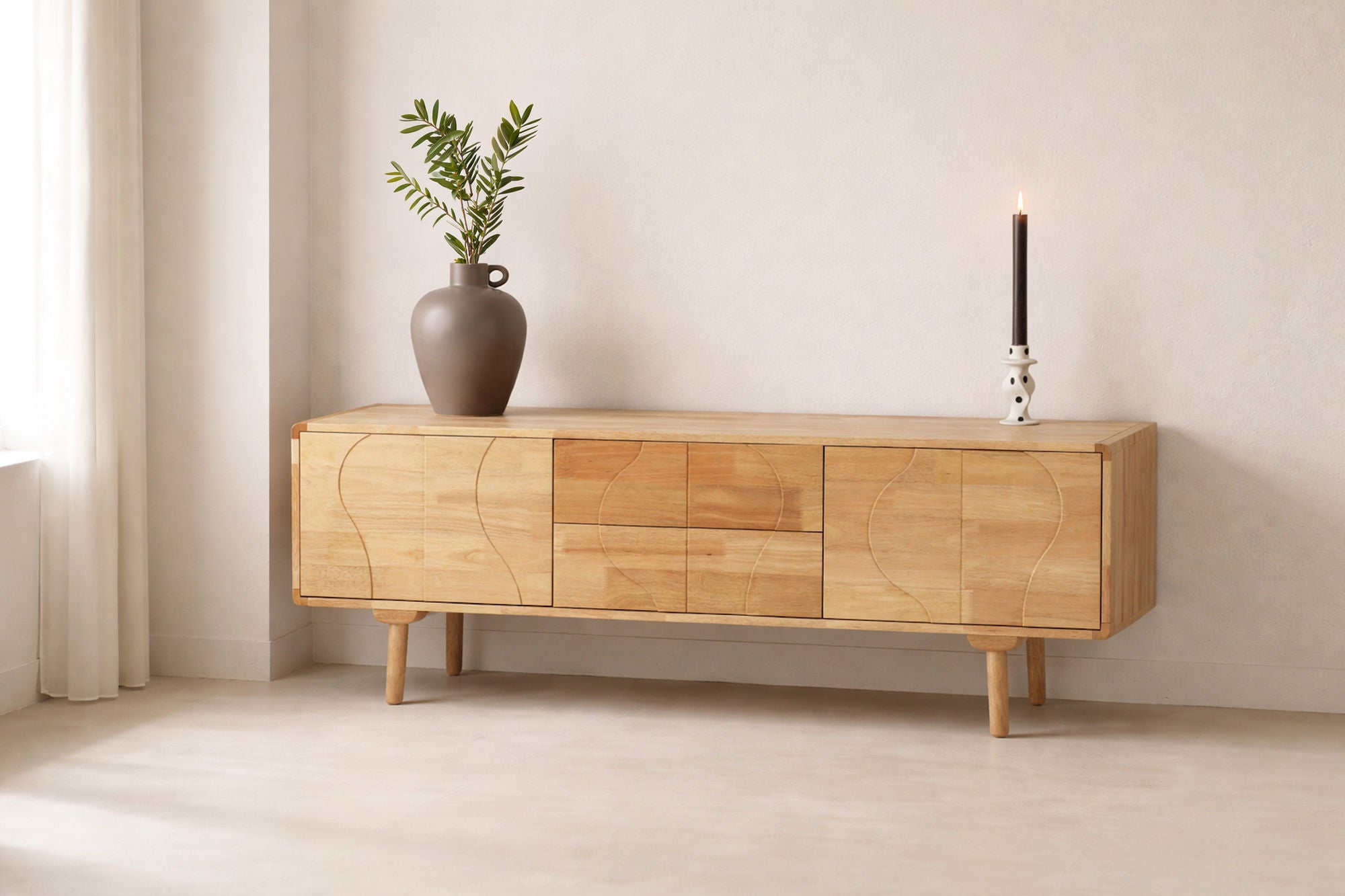 Vind Skärhamn Skænk 180x45x65 cm - Nature Rubberwood