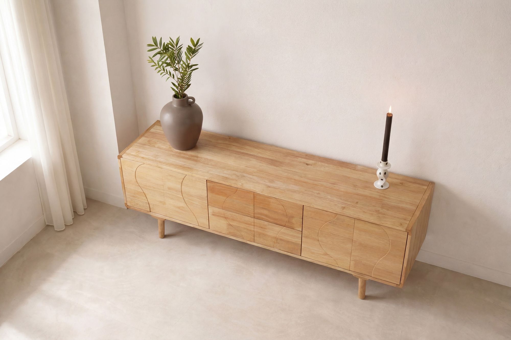 Vind Skärhamn Skænk 180x45x65 cm - Nature Rubberwood