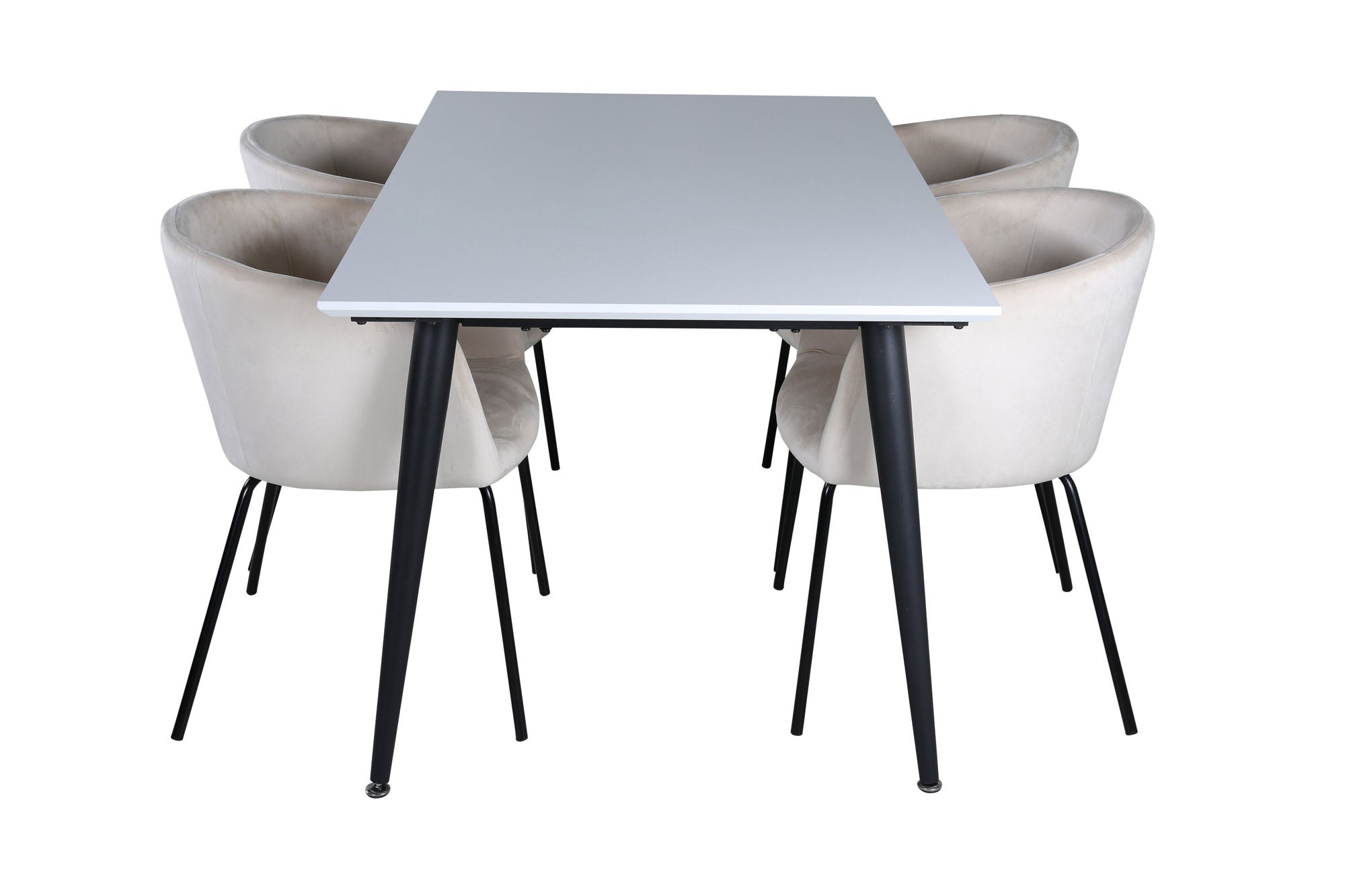Venture Home Jimmy spisebord - Black / White HPL+Berit stol - Black / Beige Velvet_4