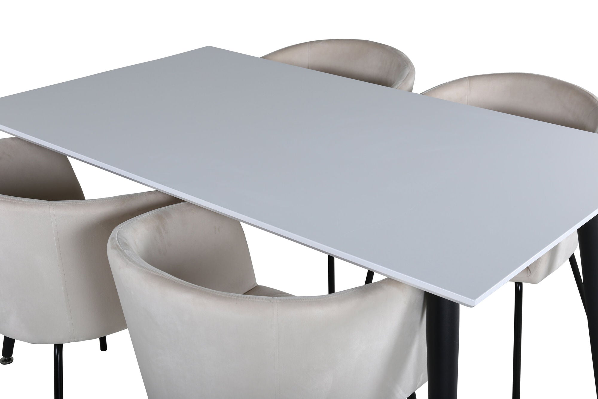 Venture Home Jimmy spisebord - Black / White HPL+Berit stol - Black / Beige Velvet_4