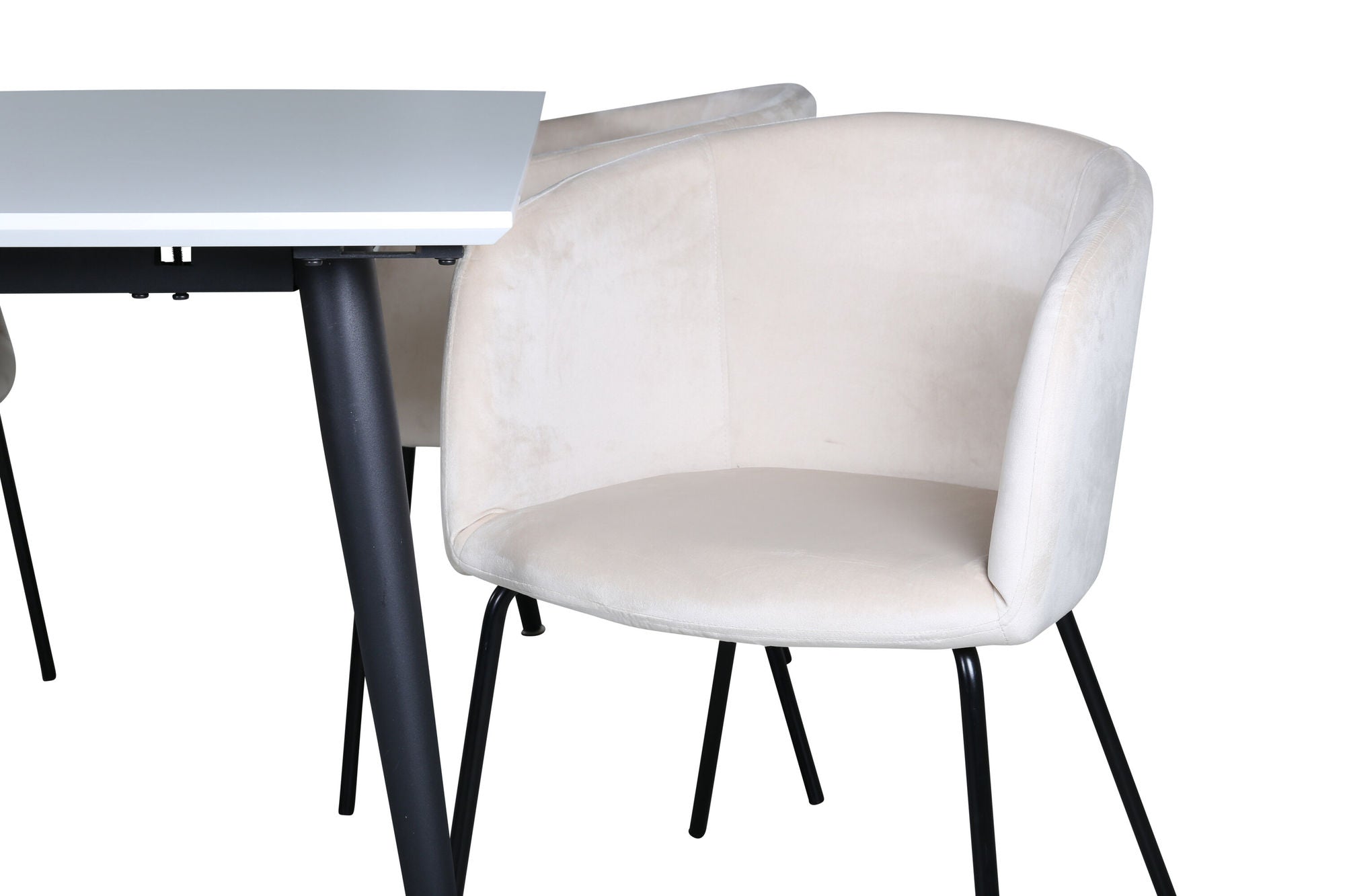 Venture Home Jimmy spisebord - Black / White HPL+Berit stol - Black / Beige Velvet_4
