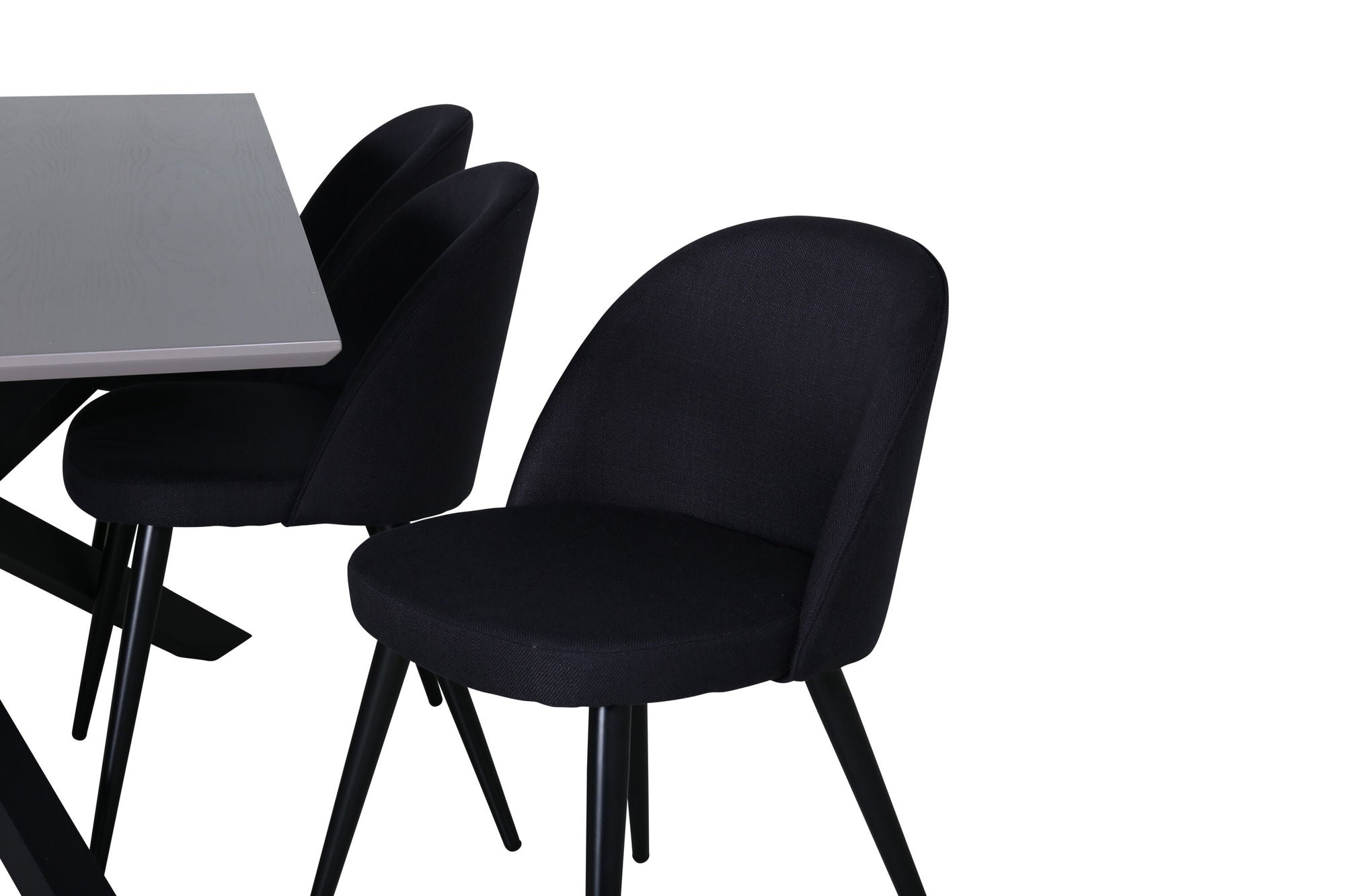 Venture Home Piazza spisebord , Black Grey Veneer+Velvet Dining Chiar , Black legs, Black Fabric_6