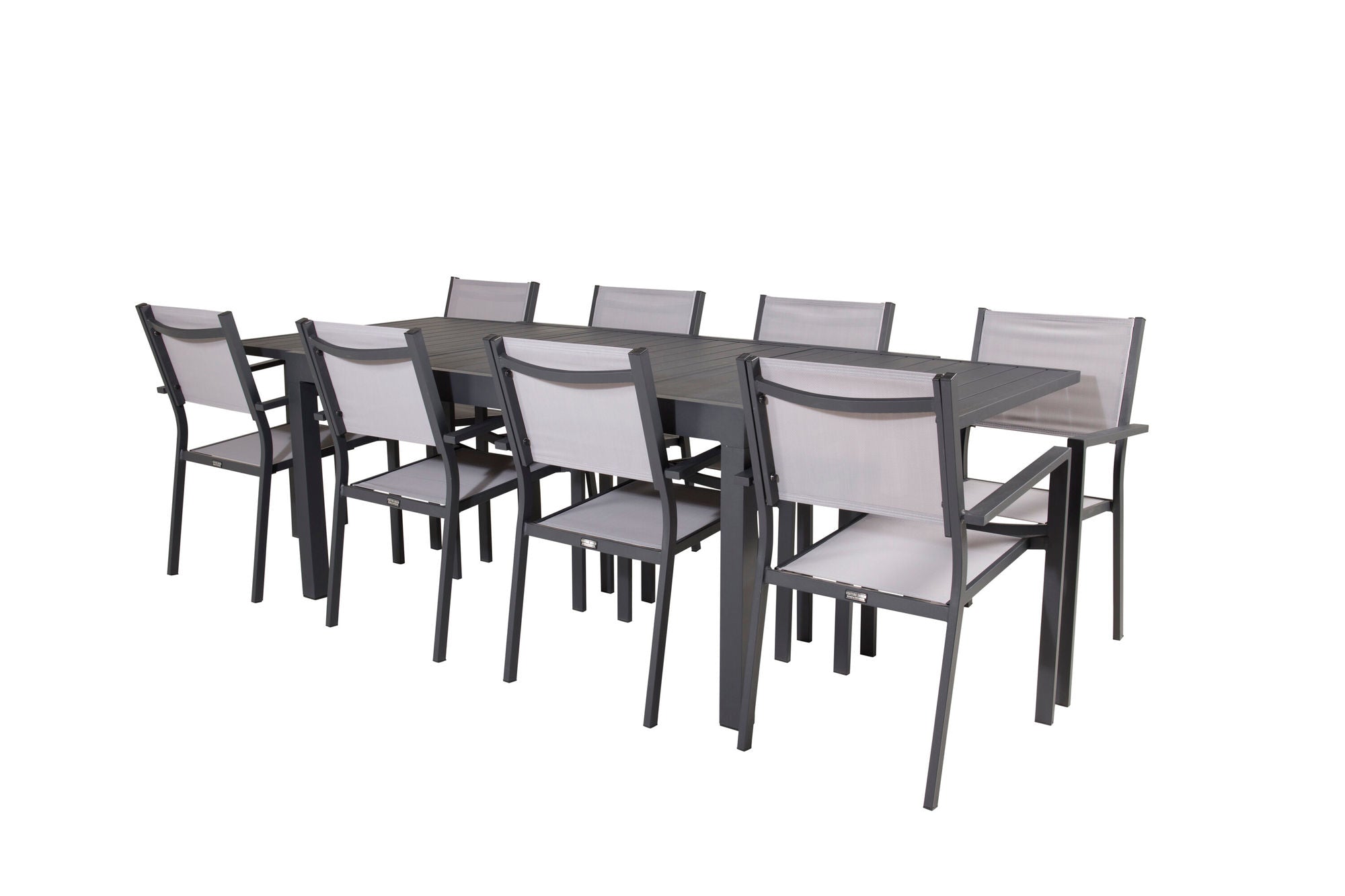 Venture Home Marbella spisebord 160/240*100*H75 - Black+Copacabana Arm stol (stackable) - Black Alu / Grey Textilene_8