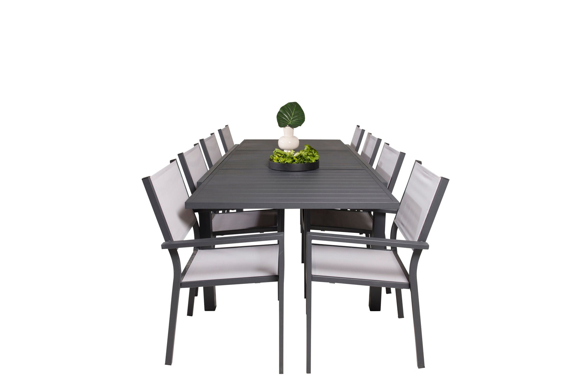 Venture Home Marbella spisebord 160/240*100*H75 - Black+Copacabana Arm stol (stackable) - Black Alu / Grey Textilene_8