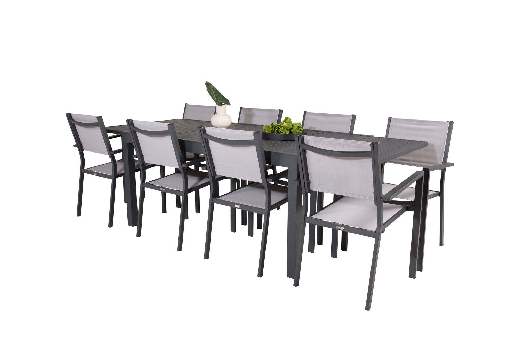 Venture Home Marbella spisebord 160/240*100*H75 - Black+Copacabana Arm stol (stackable) - Black Alu / Grey Textilene_8