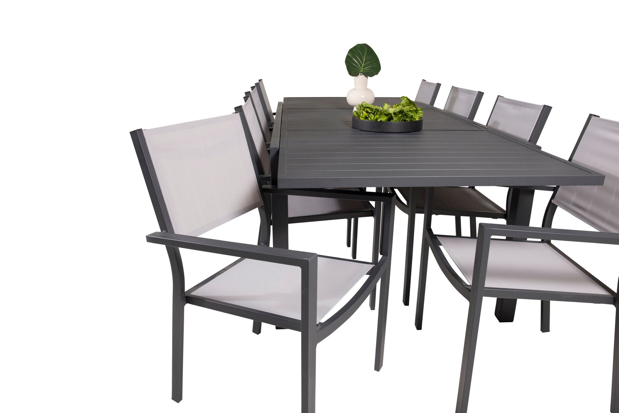 Venture Home Marbella spisebord 160/240*100*H75 - Black+Copacabana Arm stol (stackable) - Black Alu / Grey Textilene_8