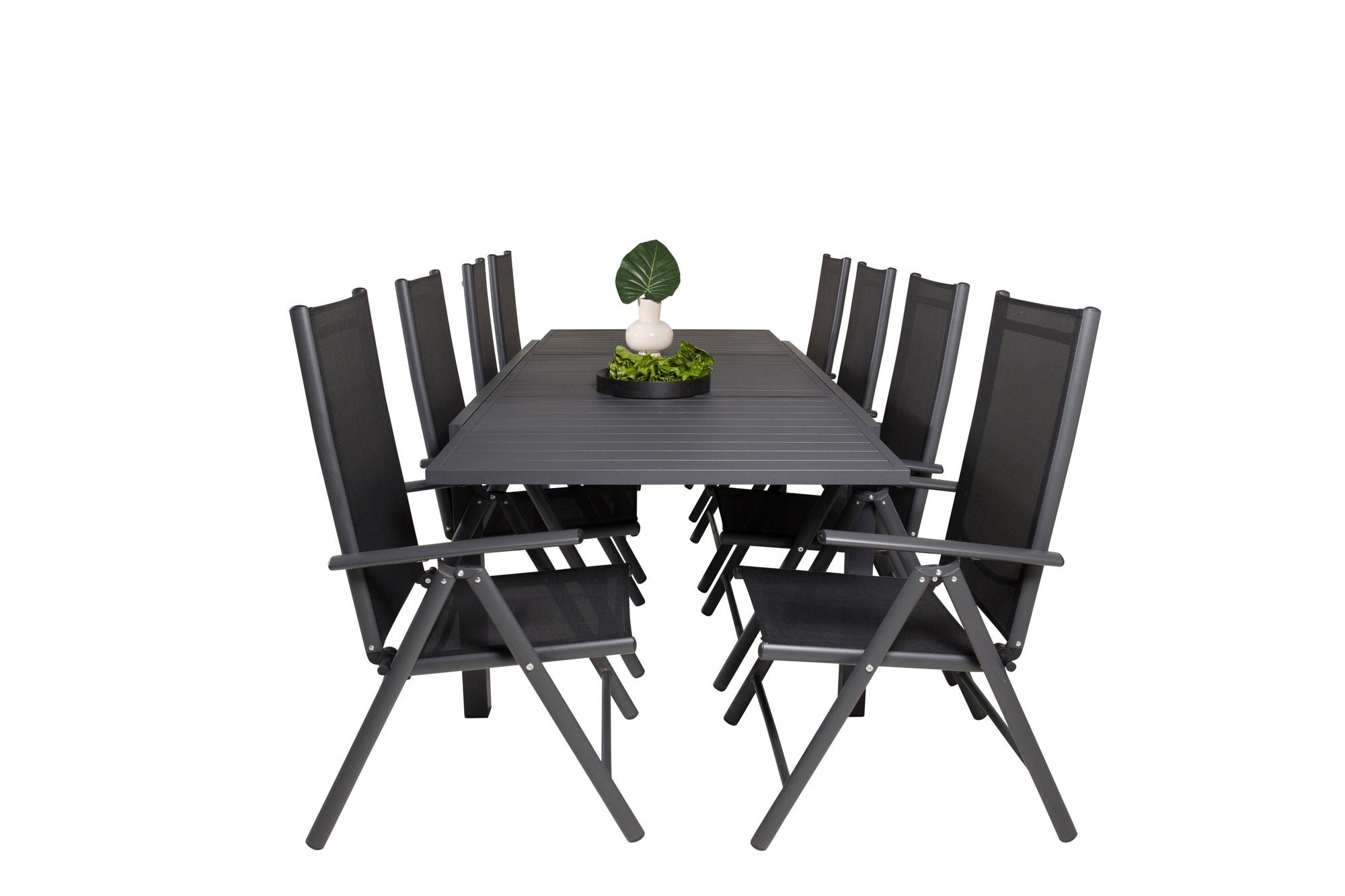Venture Home Marbella spisebord 160/240*100*H75 - Black+Break 5:pos stol - Black alu / Black Textilene_8