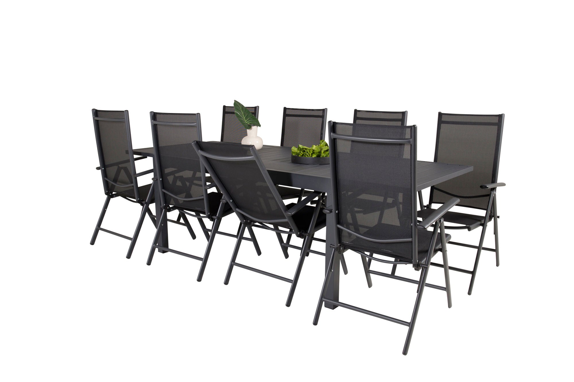 Venture Home Marbella spisebord 160/240*100*H75 - Black+Break 5:pos stol - Black alu / Black Textilene_8