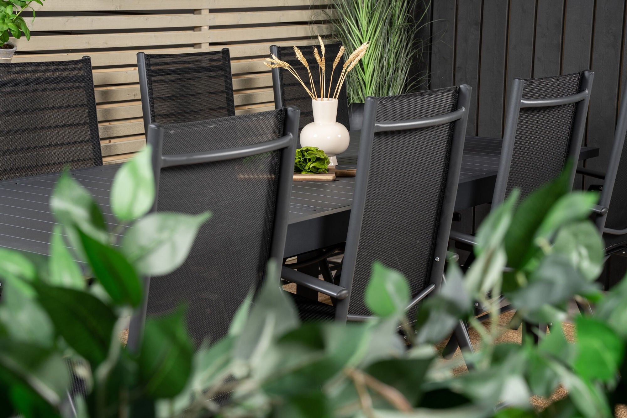Venture Home Marbella spisebord 160/240*100*H75 - Black+Break 5:pos stol - Black alu / Black Textilene_8