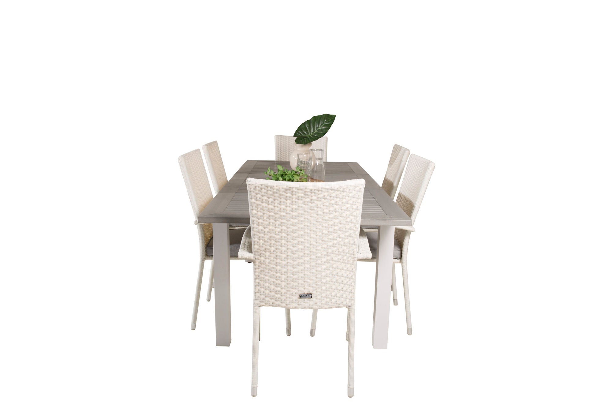 Venture Home Albany spisebord 152/210*90 - White Alu / Grey Aintwood+Anna Arm stol (stackable) - White_6