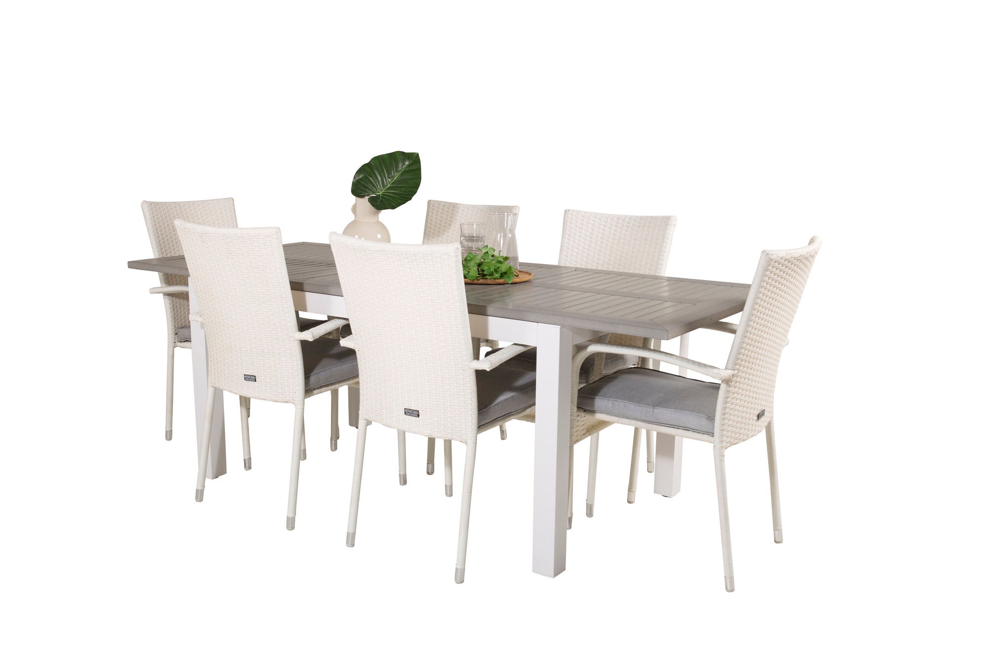 Venture Home Albany spisebord 152/210*90 - White Alu / Grey Aintwood+Anna Arm stol (stackable) - White_6