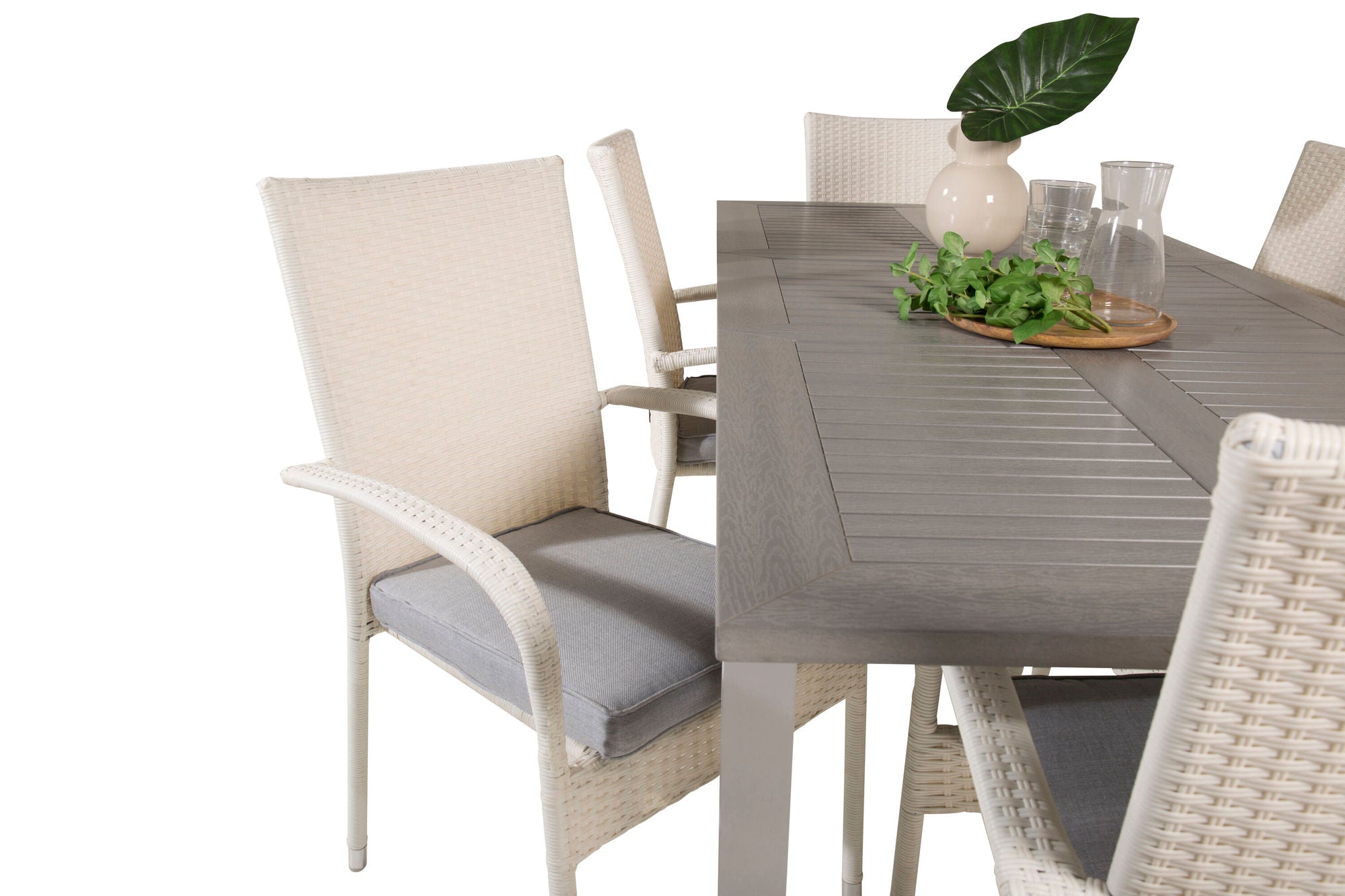 Venture Home Albany spisebord 152/210*90 - White Alu / Grey Aintwood+Anna Arm stol (stackable) - White_6