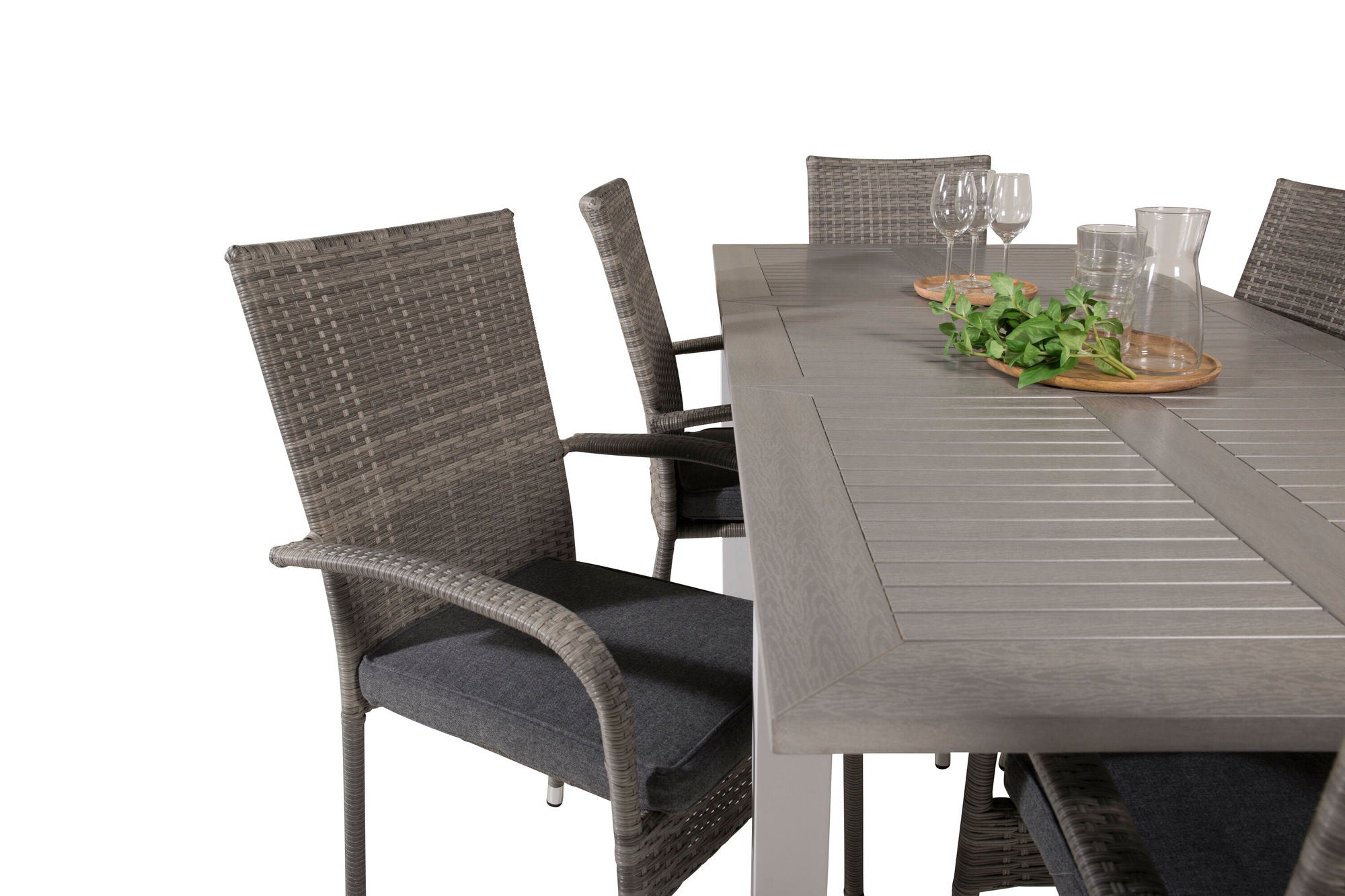 Venture Home Albany spisebord 152/210*90 - White Alu / Grey Aintwood+Anna Arm stol (stackable) - Grey_6