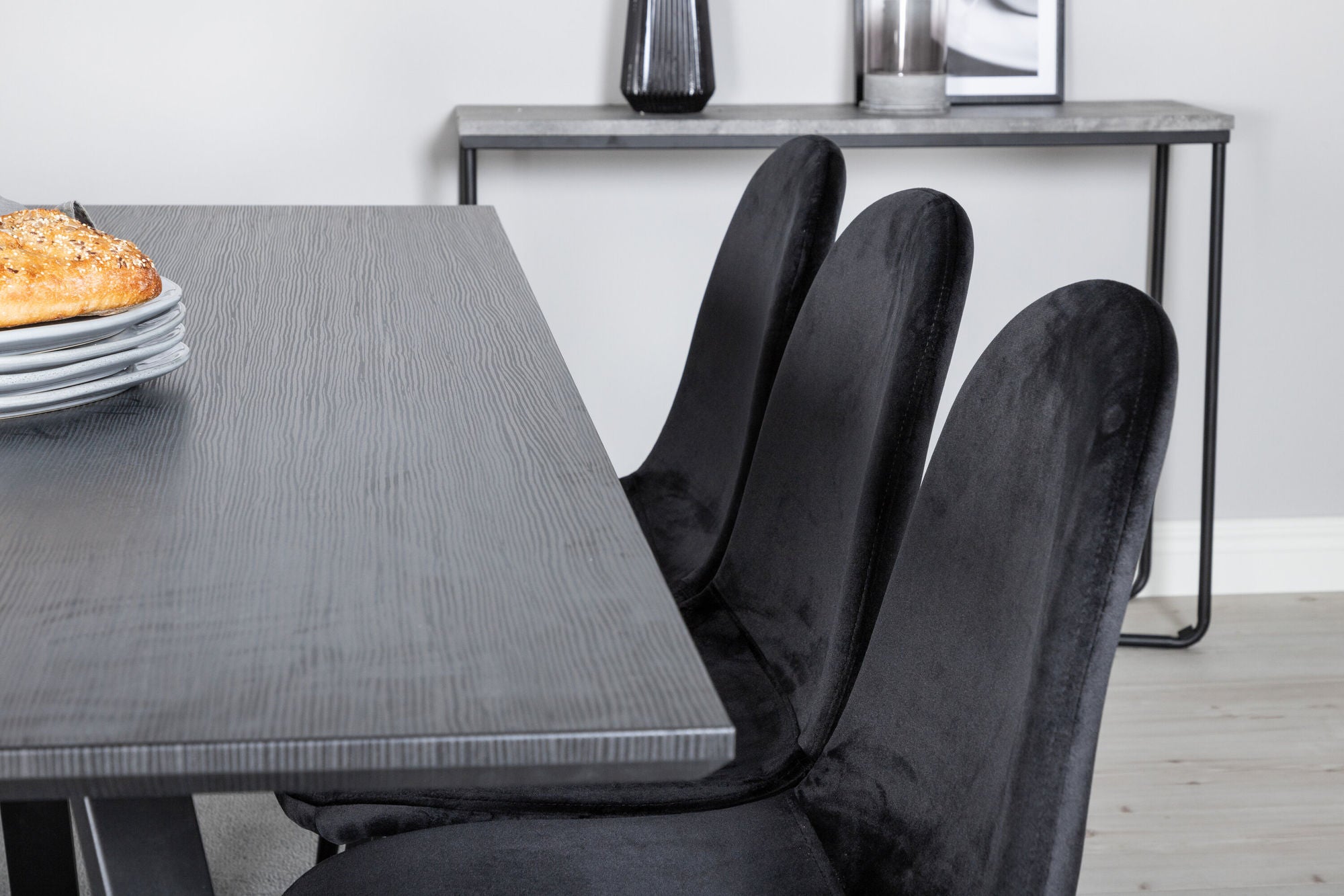 Venture Home Marina spisebord - Black top / Black Legs +Polar Spisebordsstol - Black legs /
