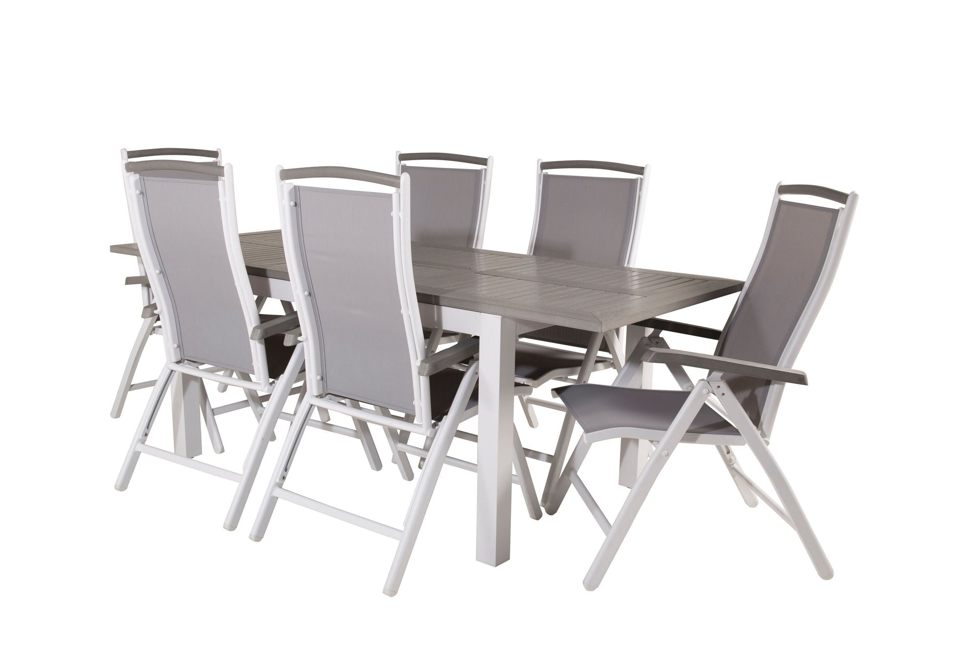 Venture Home Albany spisebord 152/210*90 - White Alu / Grey Aintwood+Albany stol 5:pos - White Alu / Grey Textilene / Aintwood_6