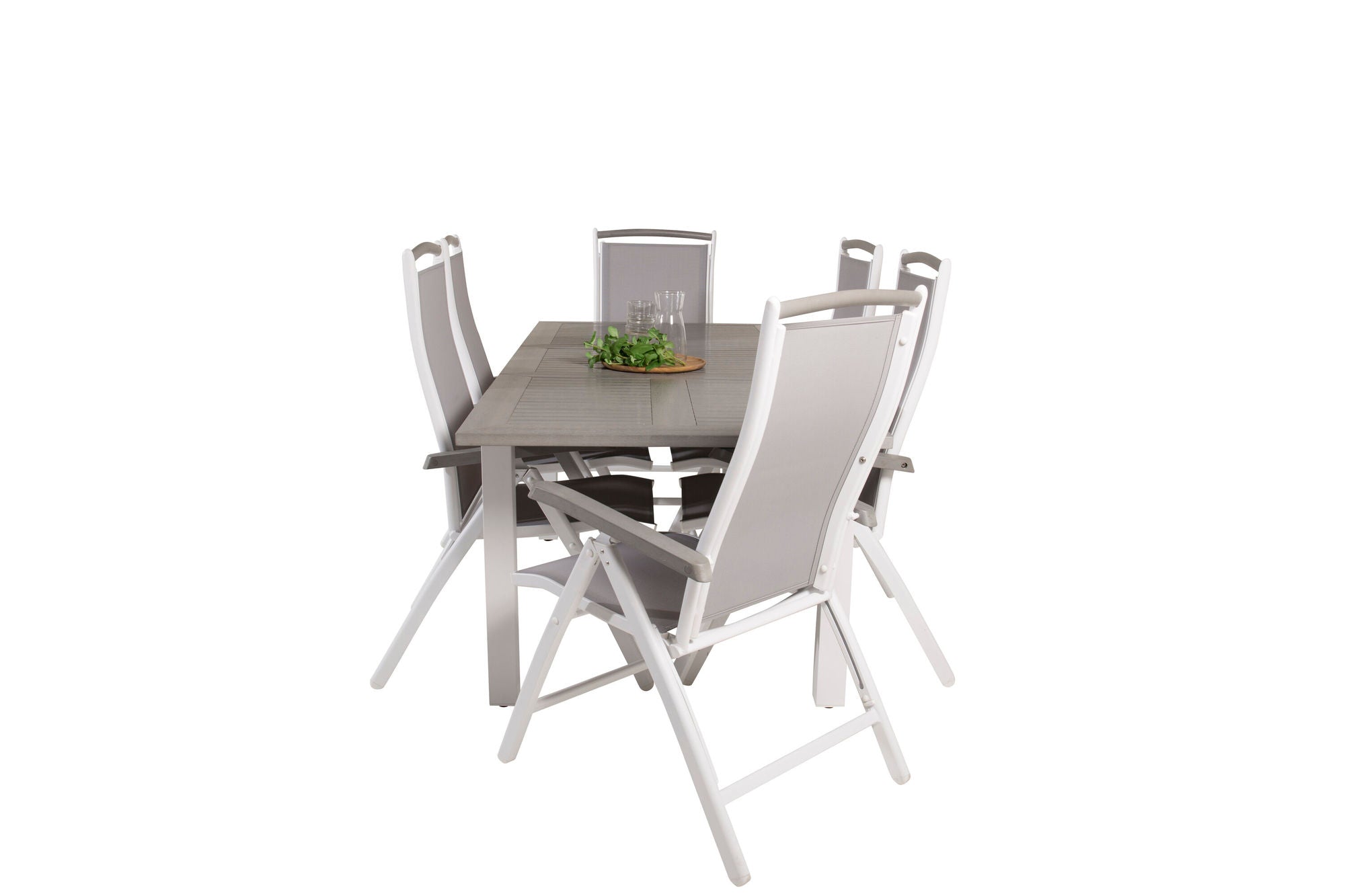 Venture Home Albany spisebord 152/210*90 - White Alu / Grey Aintwood+Albany stol 5:pos - White Alu / Grey Textilene / Aintwood_6