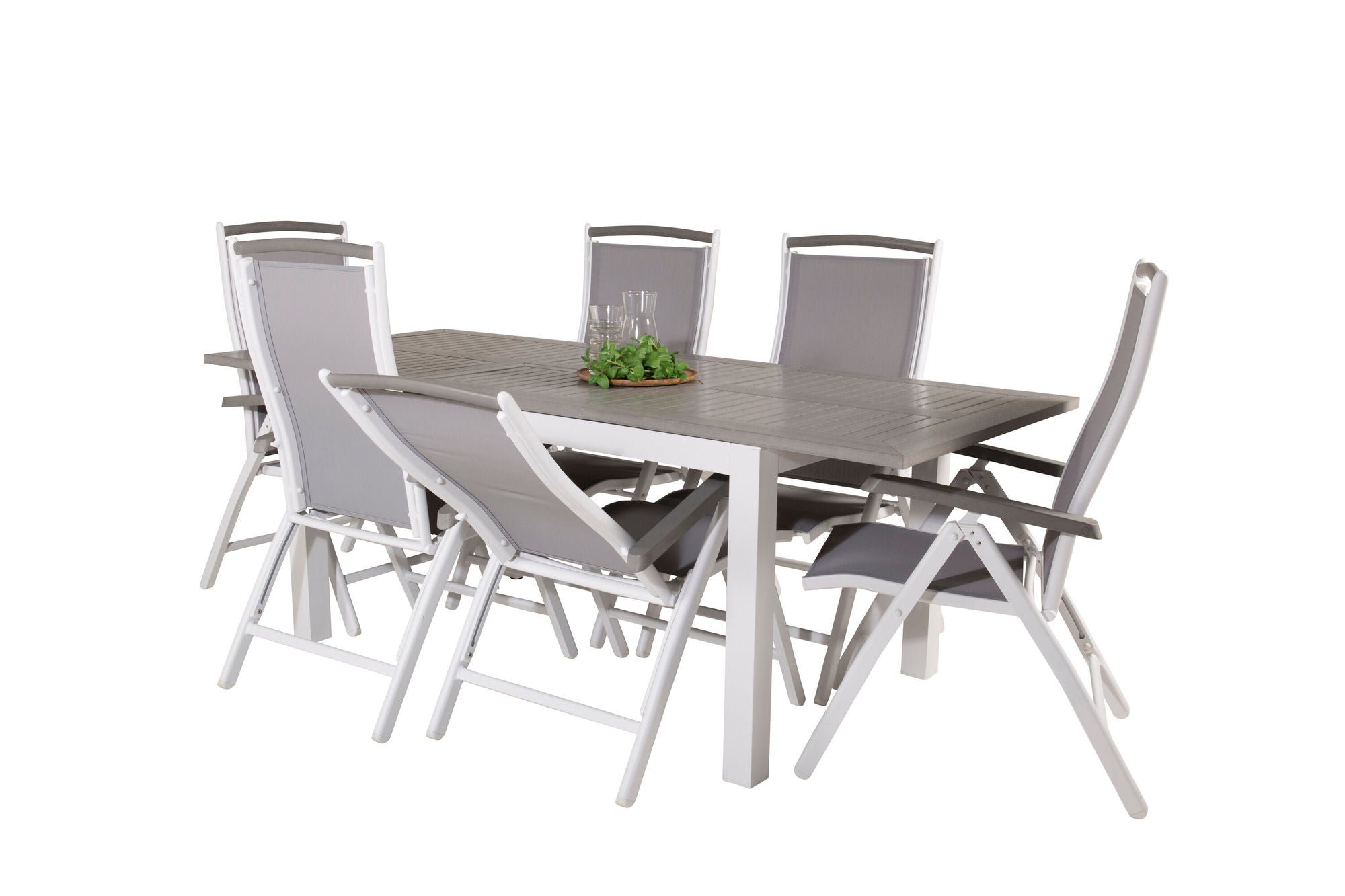 Venture Home Albany spisebord 152/210*90 - White Alu / Grey Aintwood+Albany stol 5:pos - White Alu / Grey Textilene / Aintwood_6