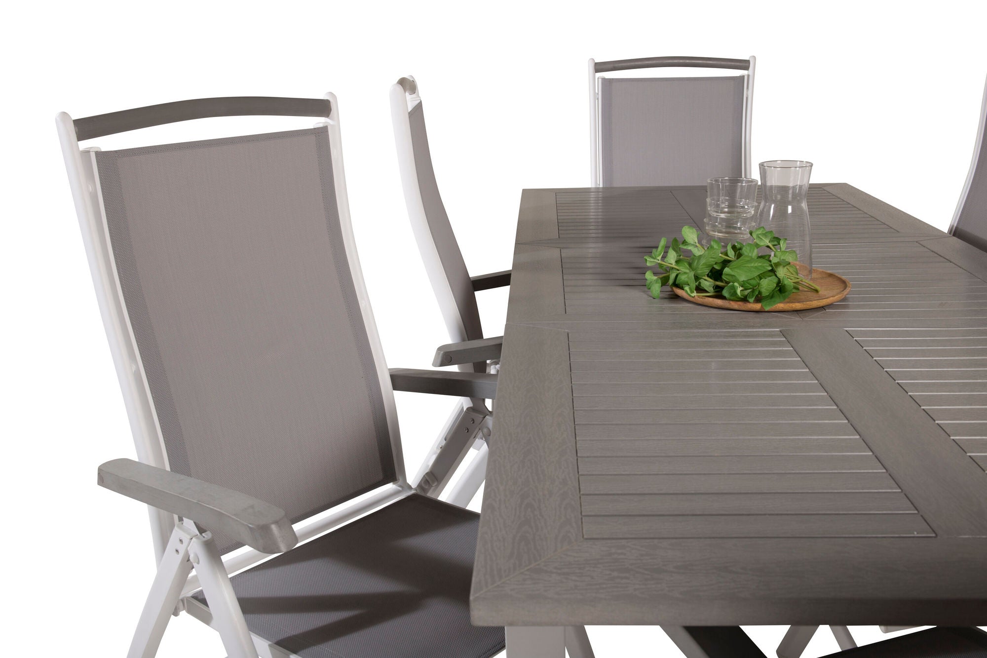 Venture Home Albany spisebord 152/210*90 - White Alu / Grey Aintwood+Albany stol 5:pos - White Alu / Grey Textilene / Aintwood_6