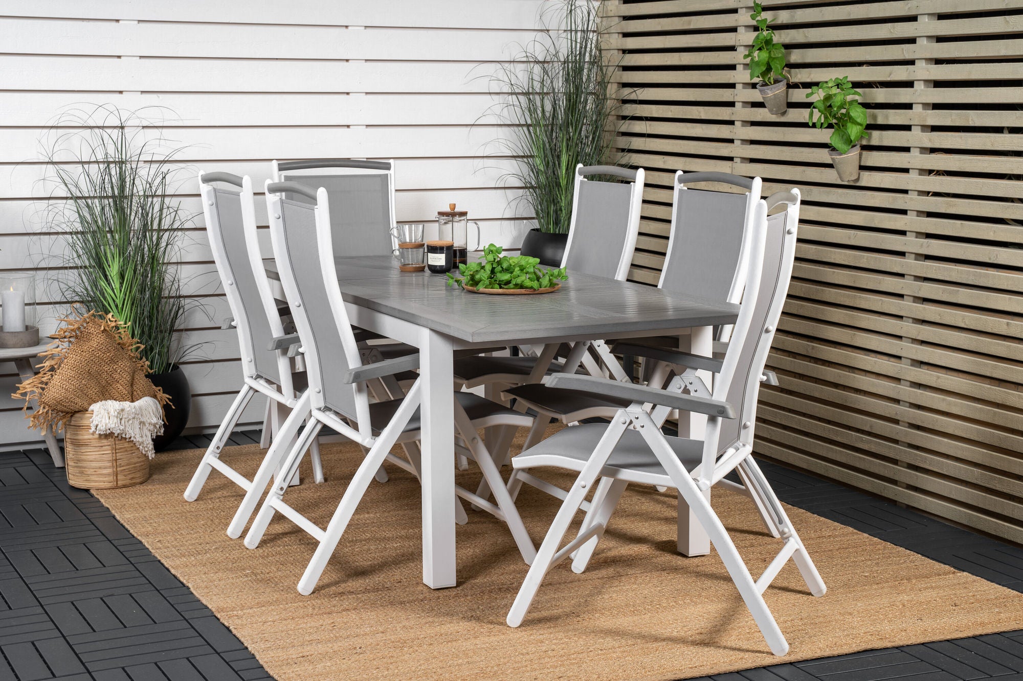 Venture Home Albany spisebord 152/210*90 - White Alu / Grey Aintwood+Albany stol 5:pos - White Alu / Grey Textilene / Aintwood_6