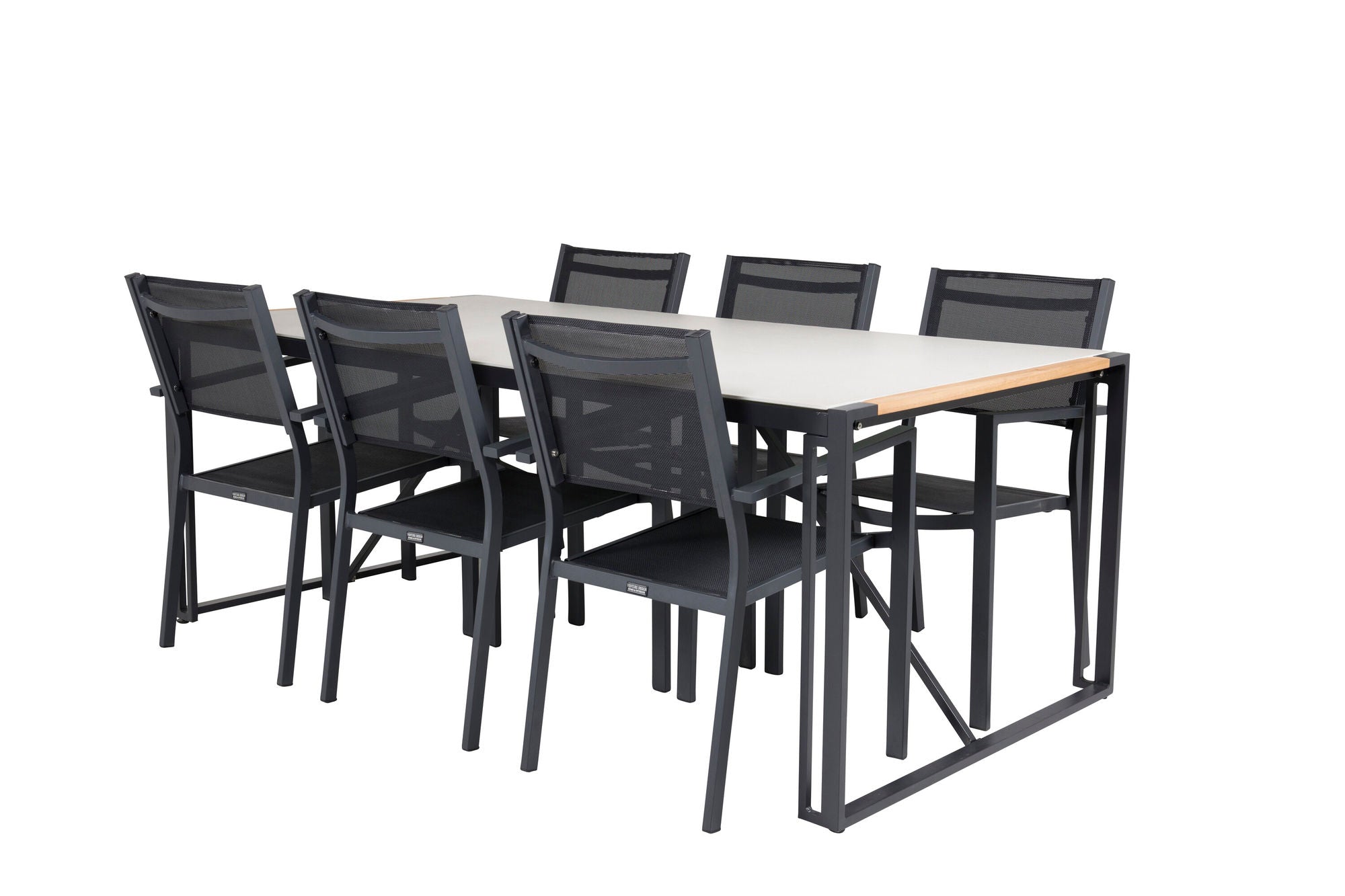 Venture Home Texas spisebord 200*100 - Black Alu / Teak / Grey Spray stone+Copacabana Arm