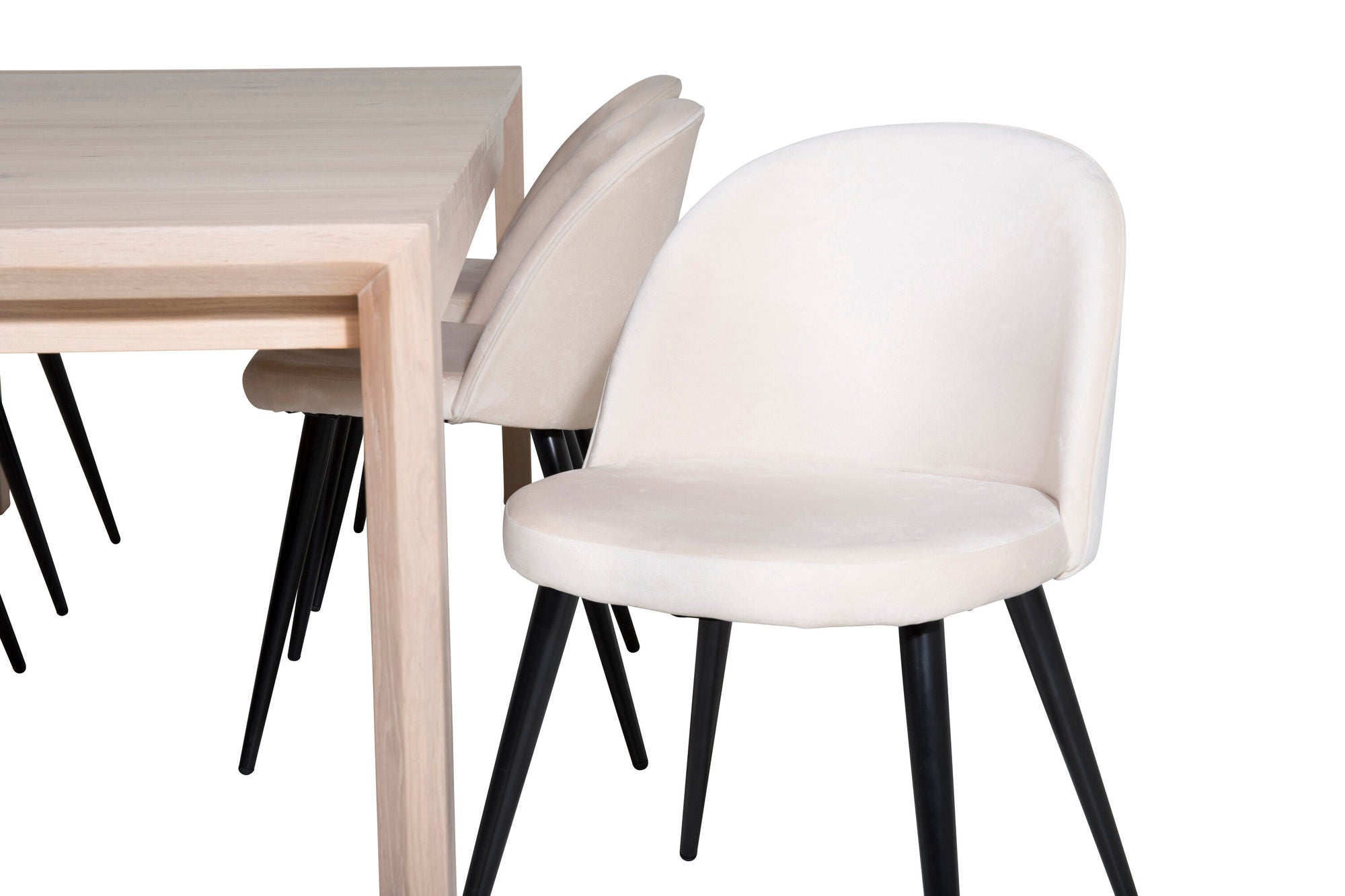 Venture Home Slider Extention bord - White Wash - 170+40+40cm +Velvet Spisebordsstol - Beige