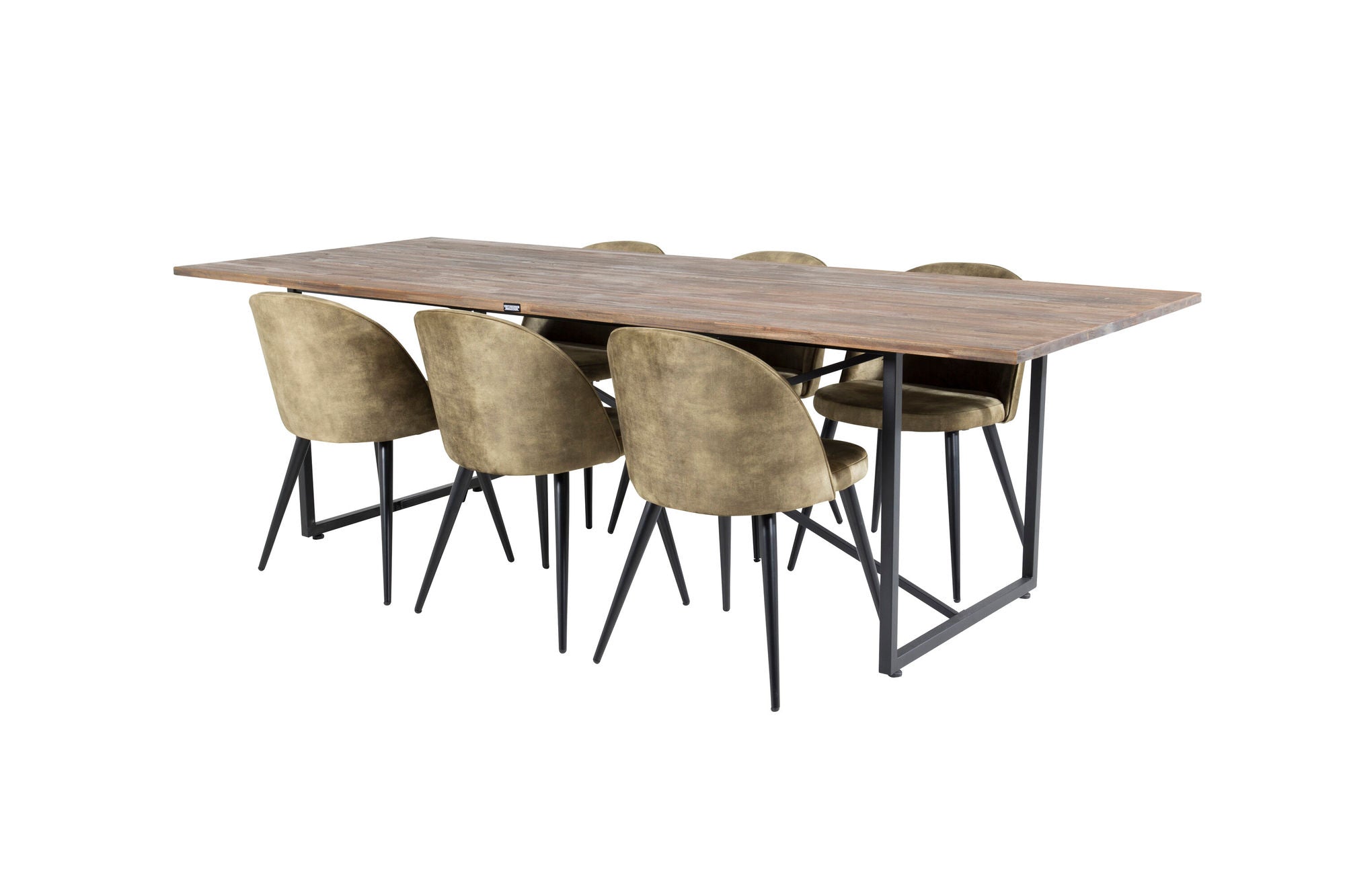 Venture Home Padang spisebord - 250*100*H76 - Dark Teak / Black+Velvet Dining Chiar - Black legs - Dusty Green Velvet_6