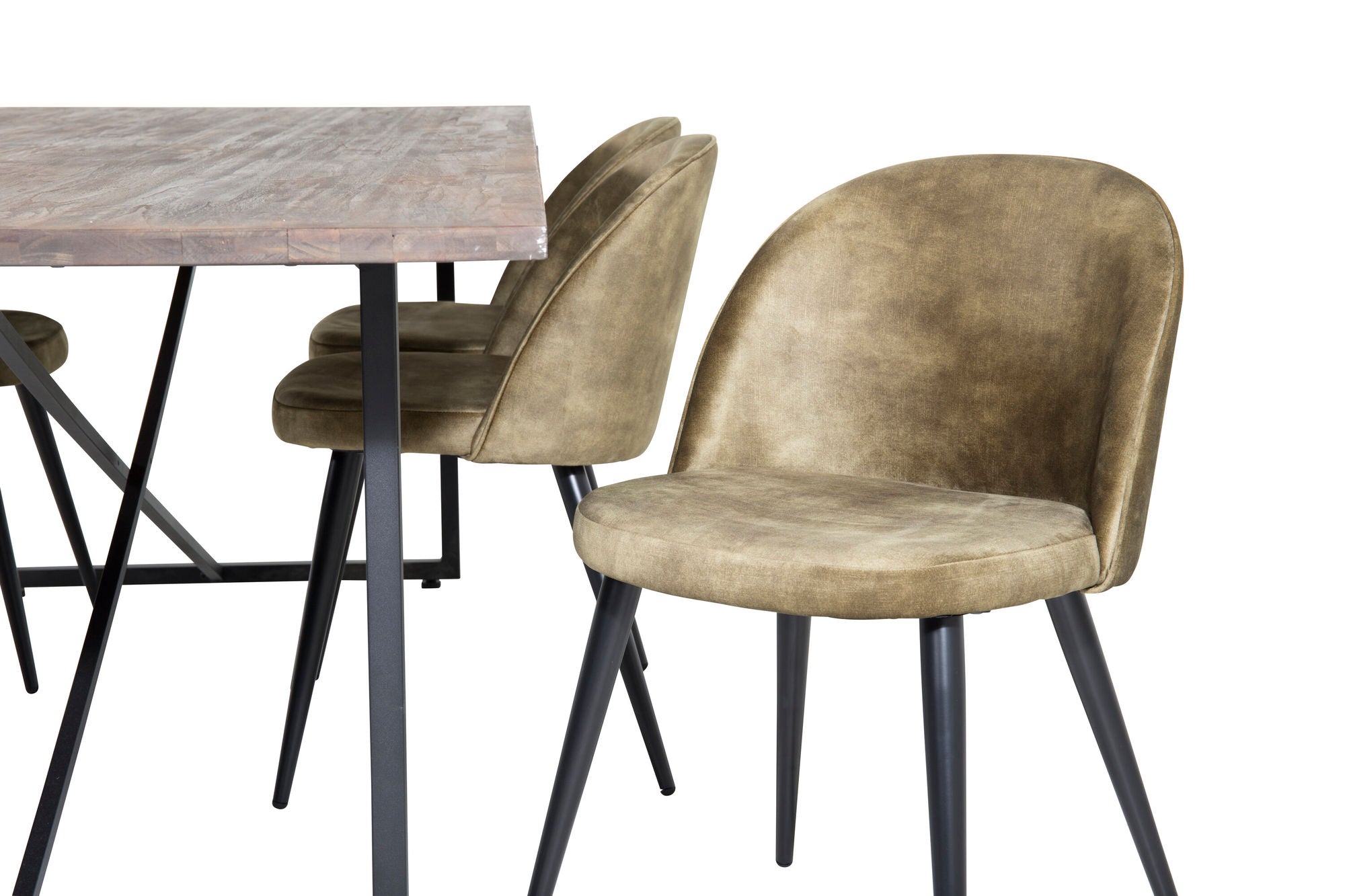 Venture Home Padang spisebord - 250*100*H76 - Dark Teak / Black+Velvet Dining Chiar - Black legs - Dusty Green Velvet_6