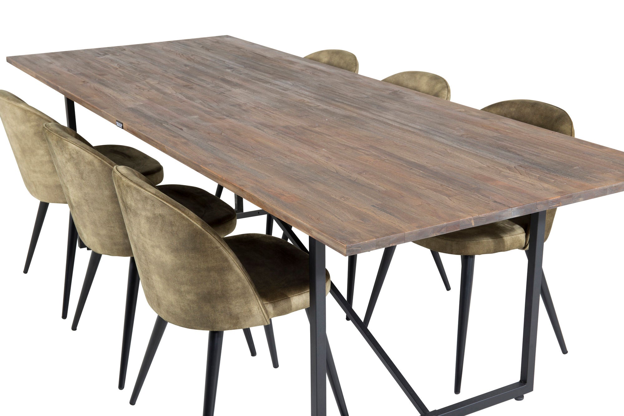 Venture Home Padang spisebord - 250*100*H76 - Dark Teak / Black+Velvet Dining Chiar - Black legs - Dusty Green Velvet_6