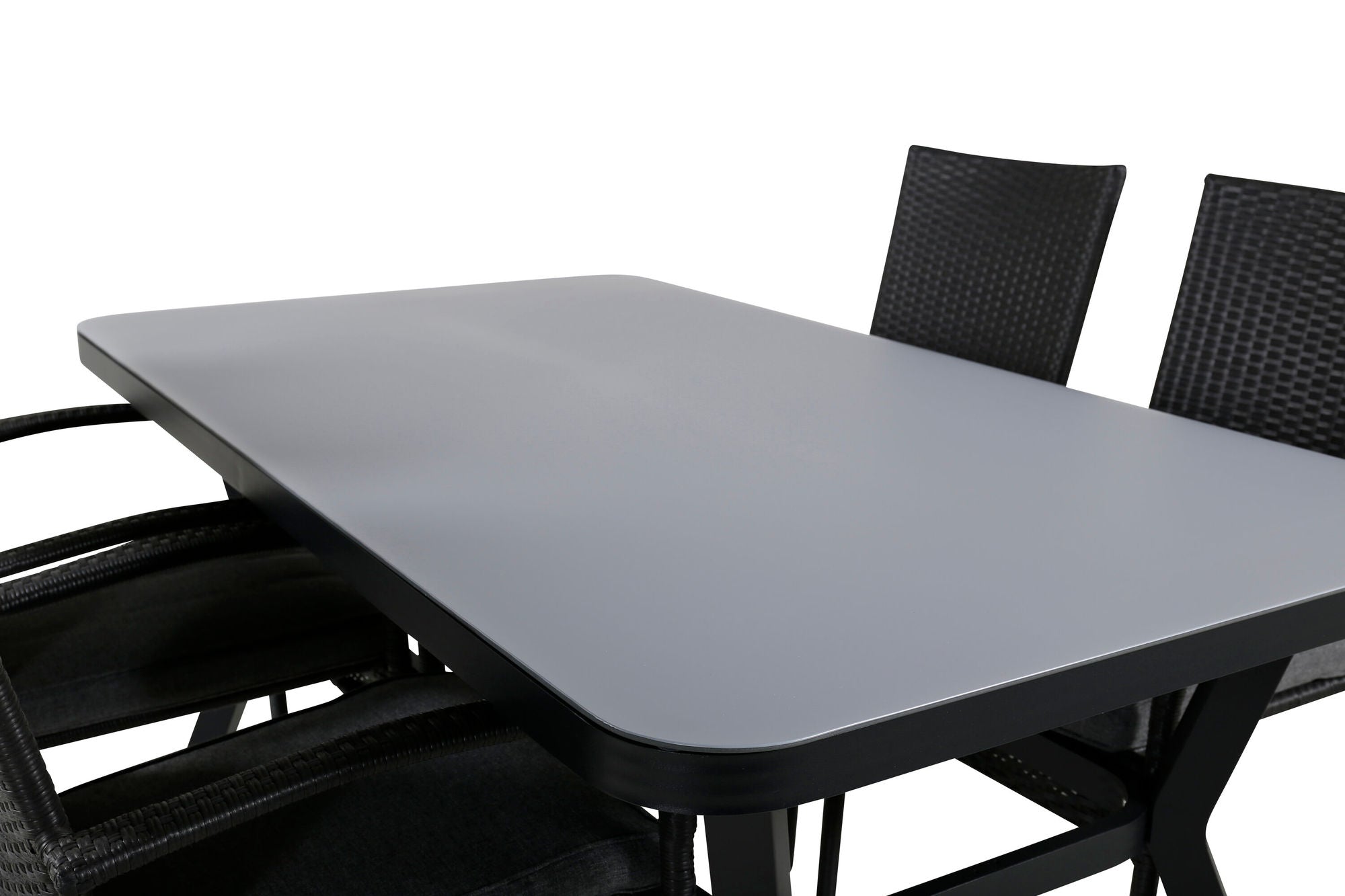 Venture Home Virya spisebord - BLACK Alu / Grey Glass - small bord+Anna stol - Black_4