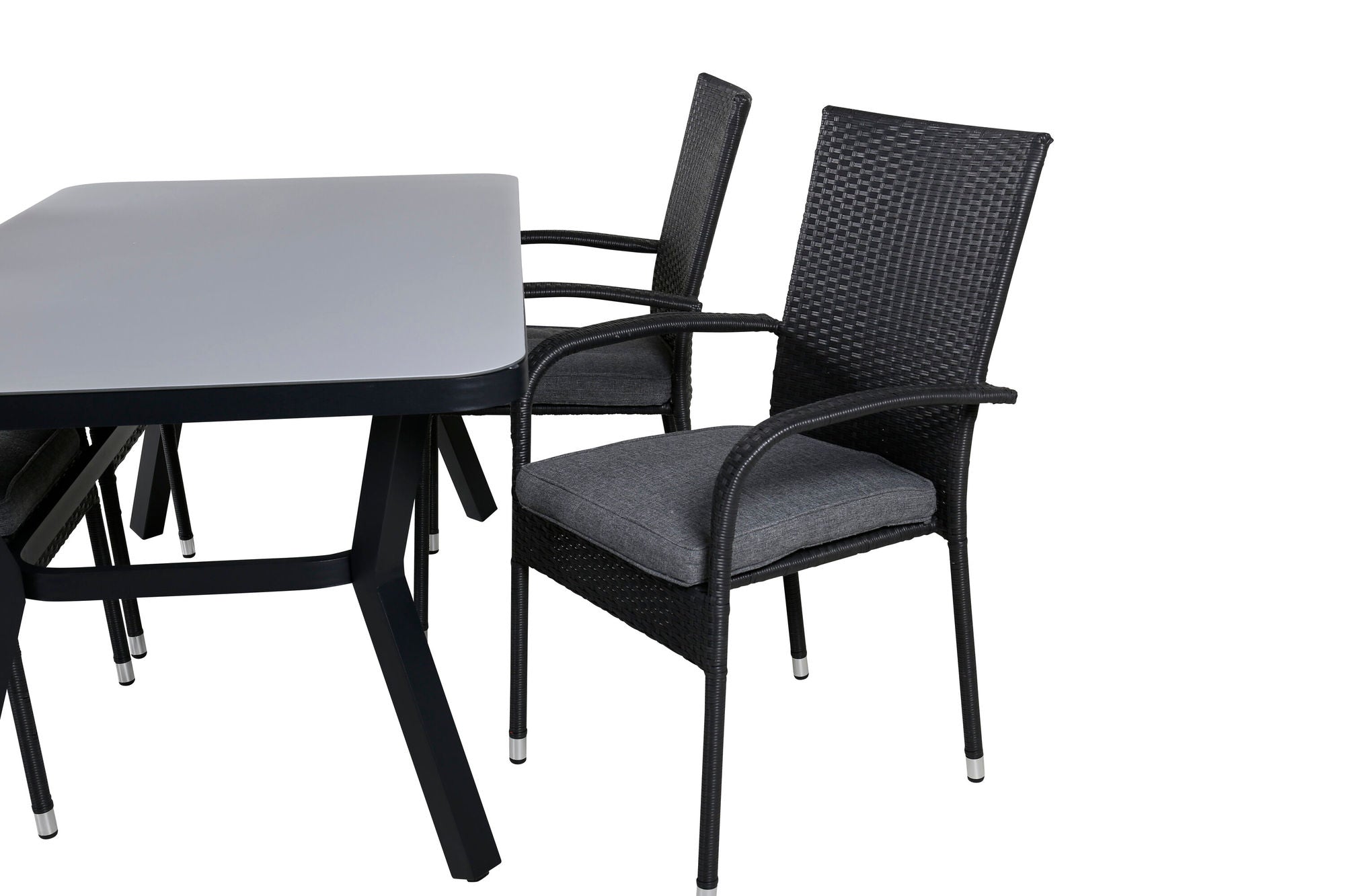 Venture Home Virya spisebord - BLACK Alu / Grey Glass - small bord+Anna stol - Black_4