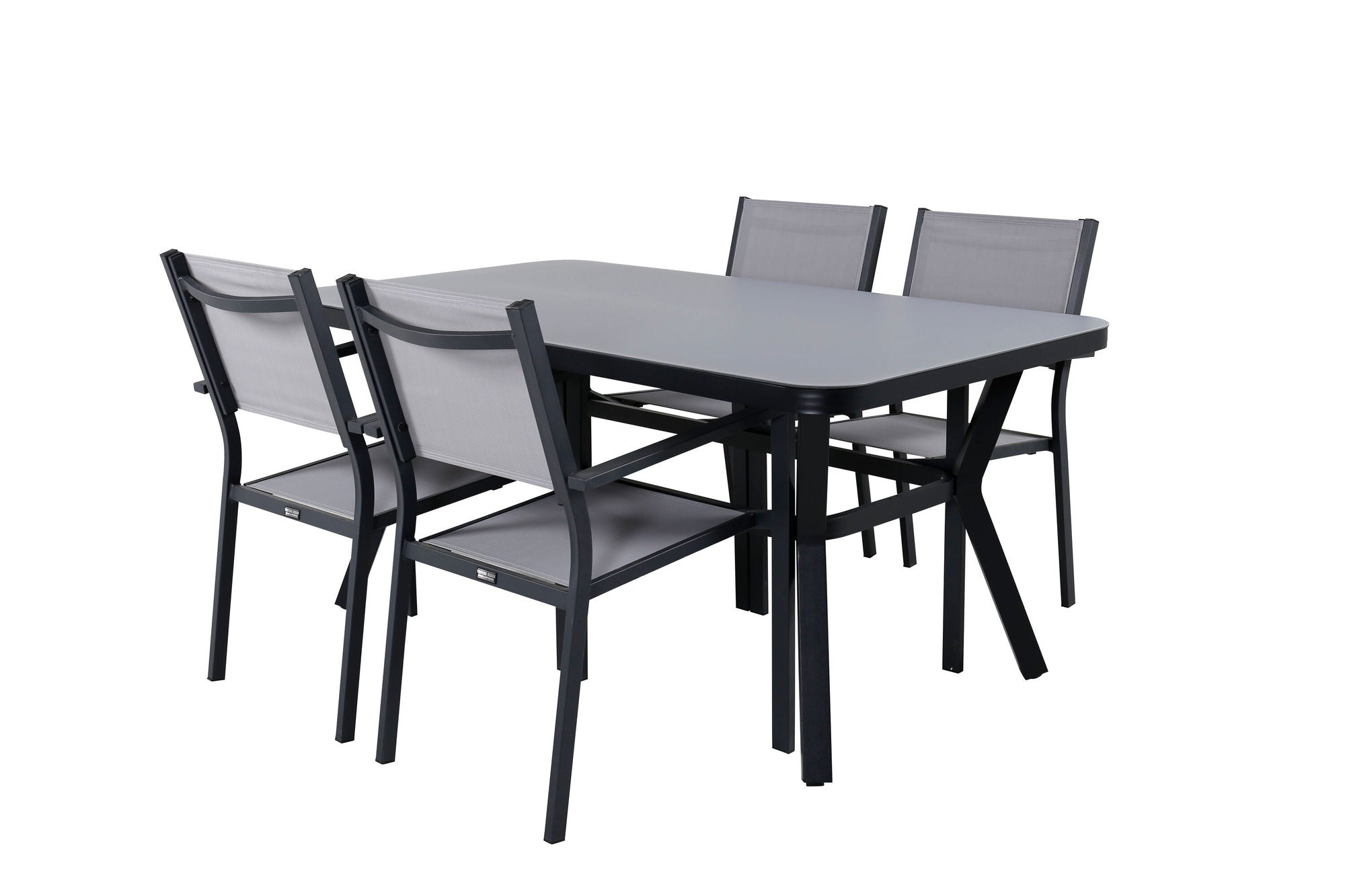 Venture Home Virya spisebord - BLACK Alu / Grey Glass - small bord+Copacabana Stacking stol - Black/Grey_4