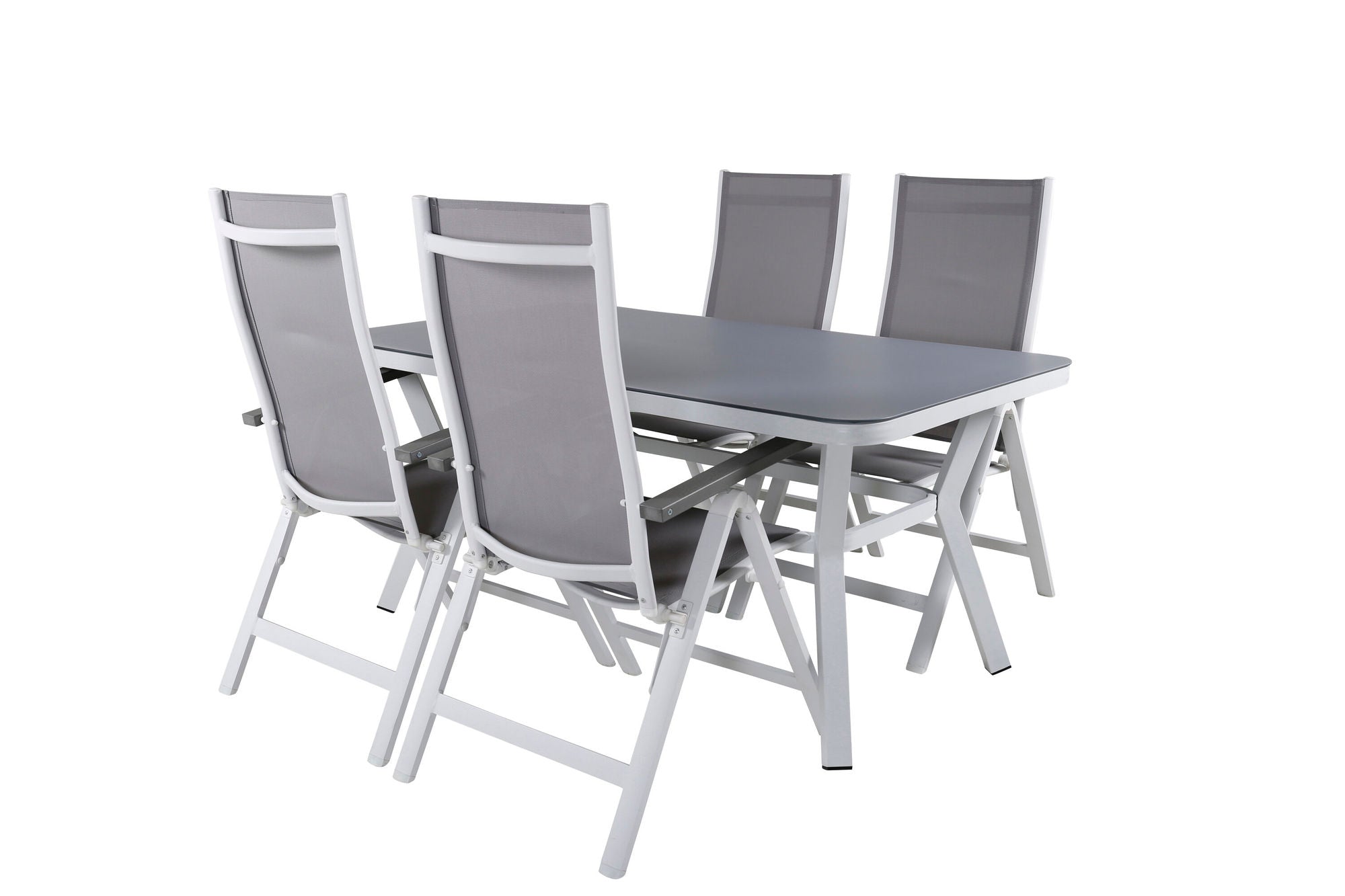 Venture Home Virya spisebord - White Alu / Grey Glass - small bord+Albany Light 5-pos white alu / Grey Textilene_4