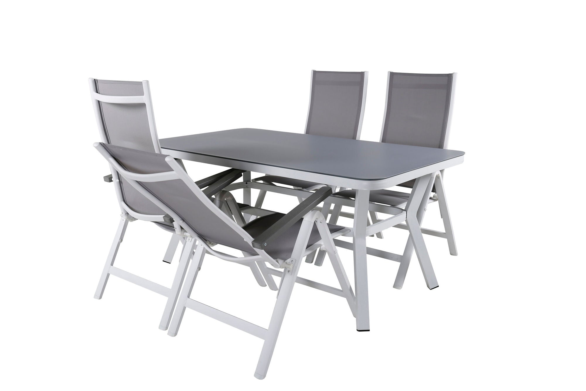 Venture Home Virya spisebord - White Alu / Grey Glass - small bord+Albany Light 5-pos white alu / Grey Textilene_4